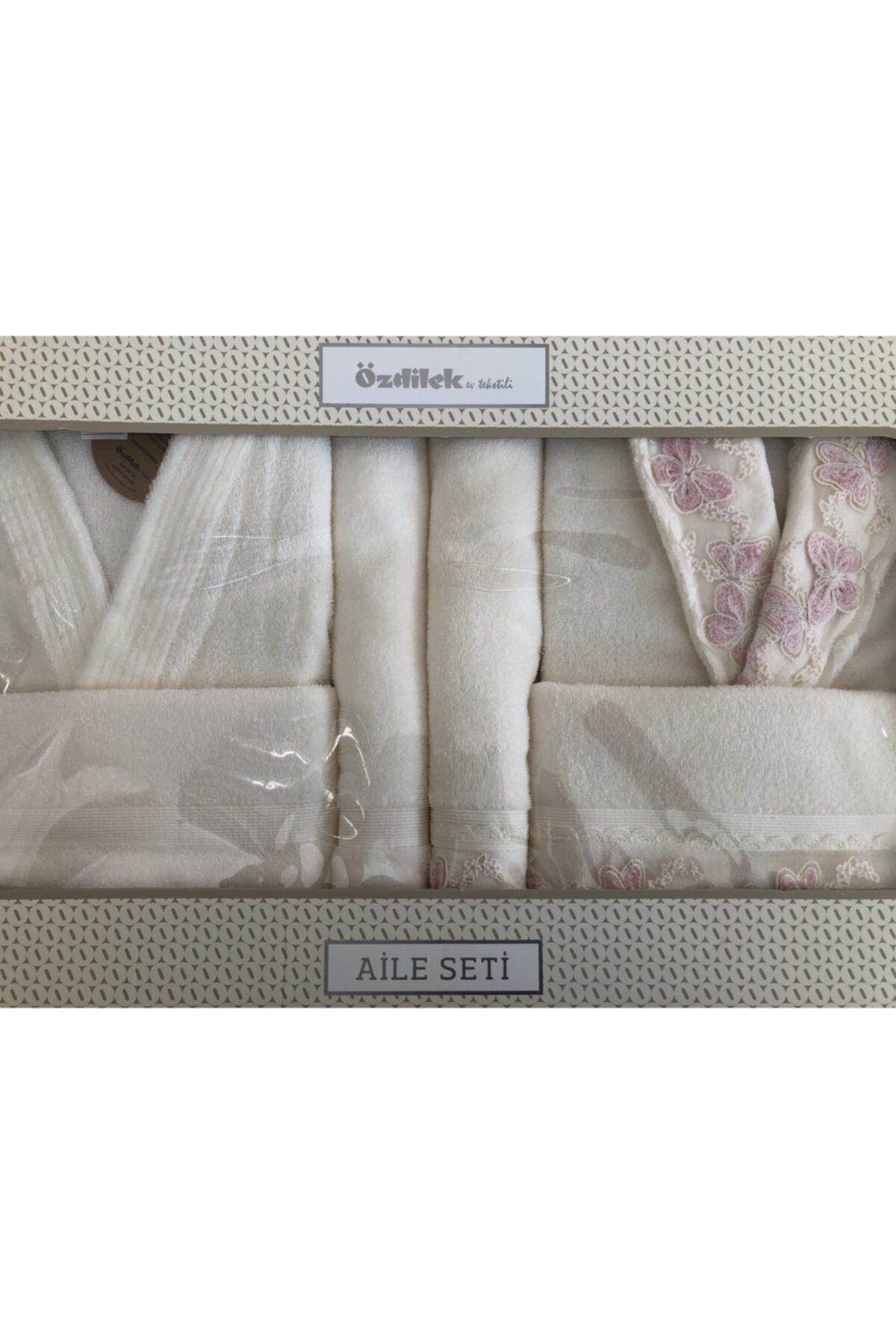 Özdilek Wingy Aile Bornoz Seti Krem-pembe