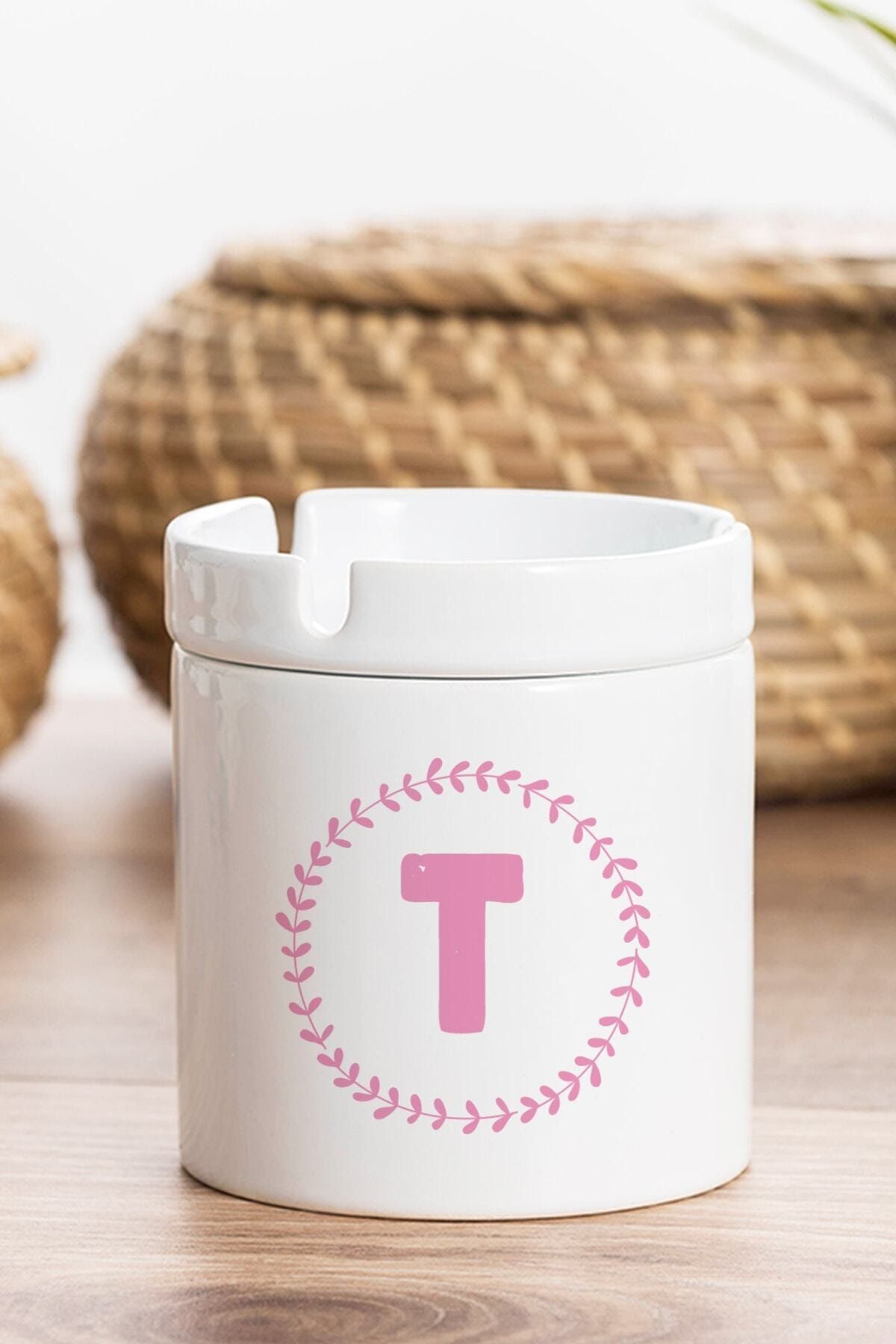 GiftStore T Harfi Pembe Çerçeveli Kül Tablası