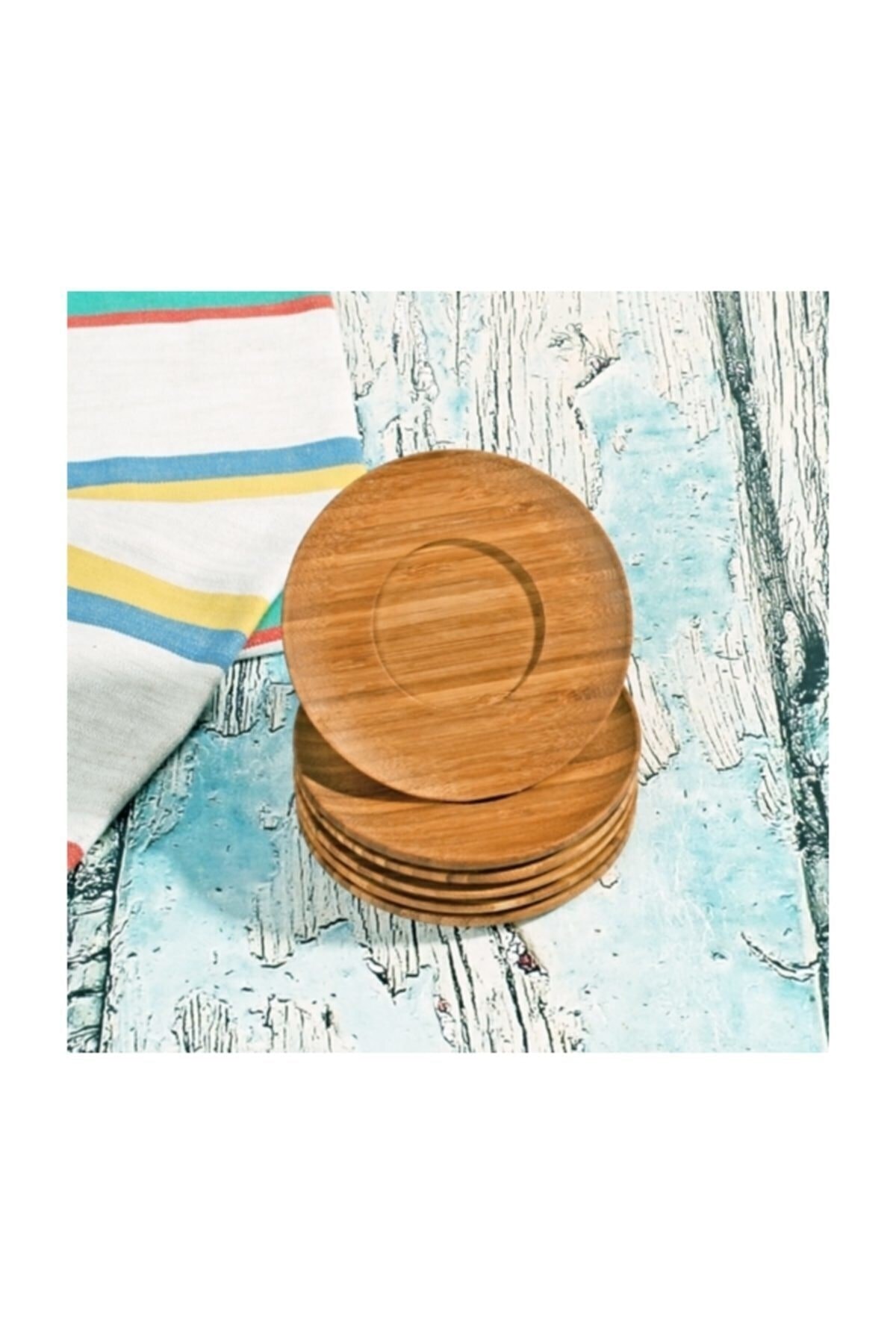 BİTERSE Bambu Çay Tabağı - Bambu Çay Tabak Bardak Altlığı 6'lı