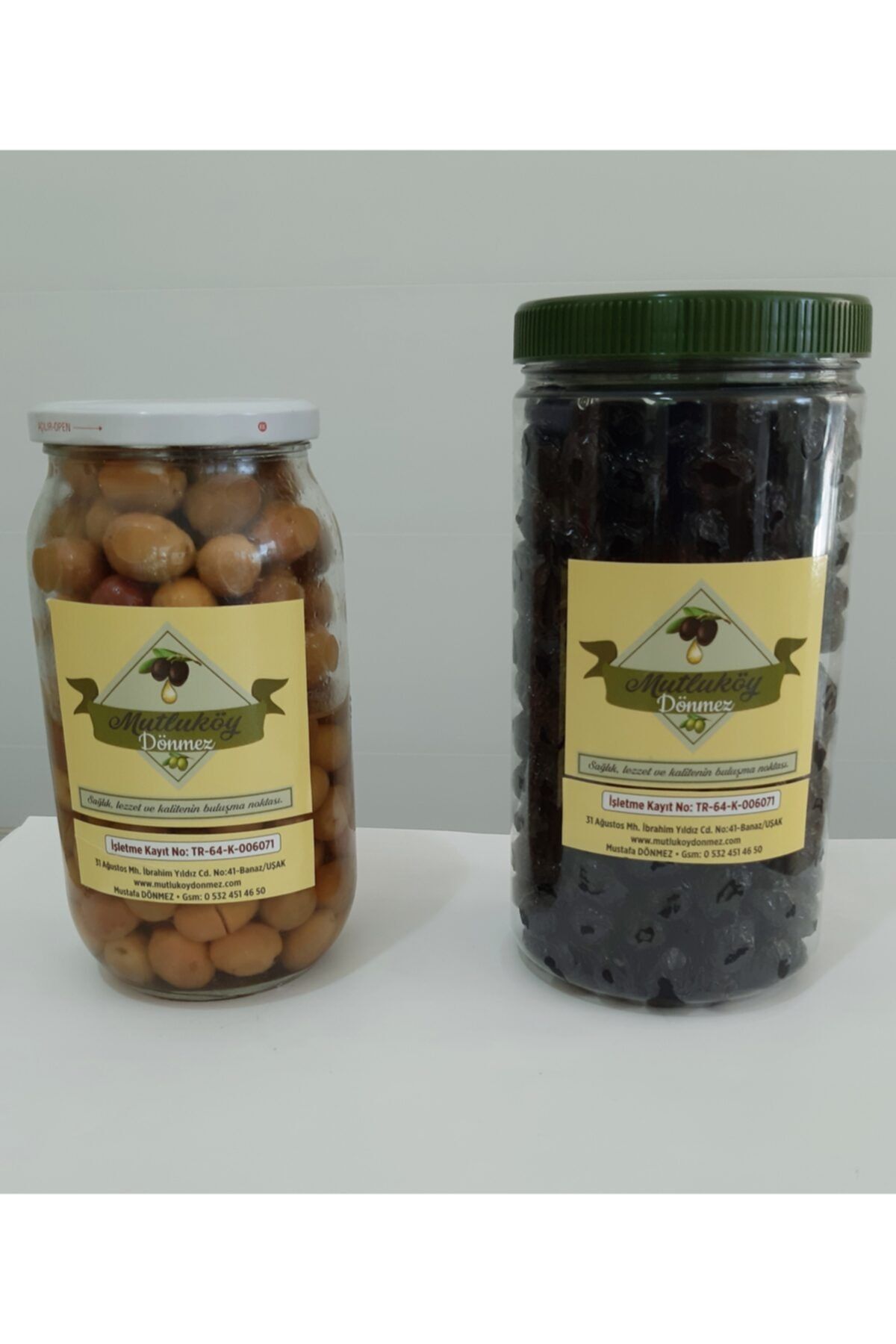 MUTLUKÖY DÖNMEZ Ayvalık Kuru Sele Özel 1200 gr Kavanoz ve Taş Kırma-Çizik Yeşil Zeytin 1000 gr Kavanoz