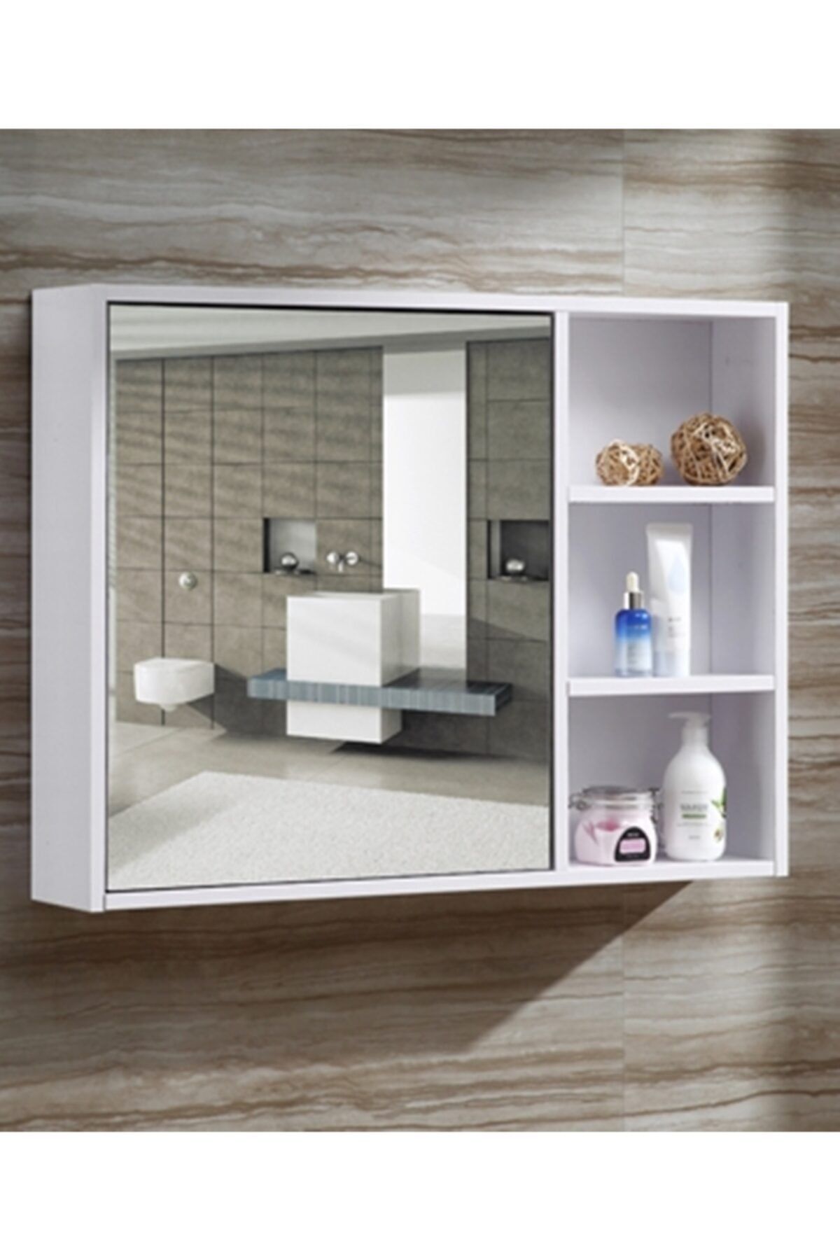 TaçDek Taç Dekorasyon Banyo Dolabı Aynalı Üst Modülü