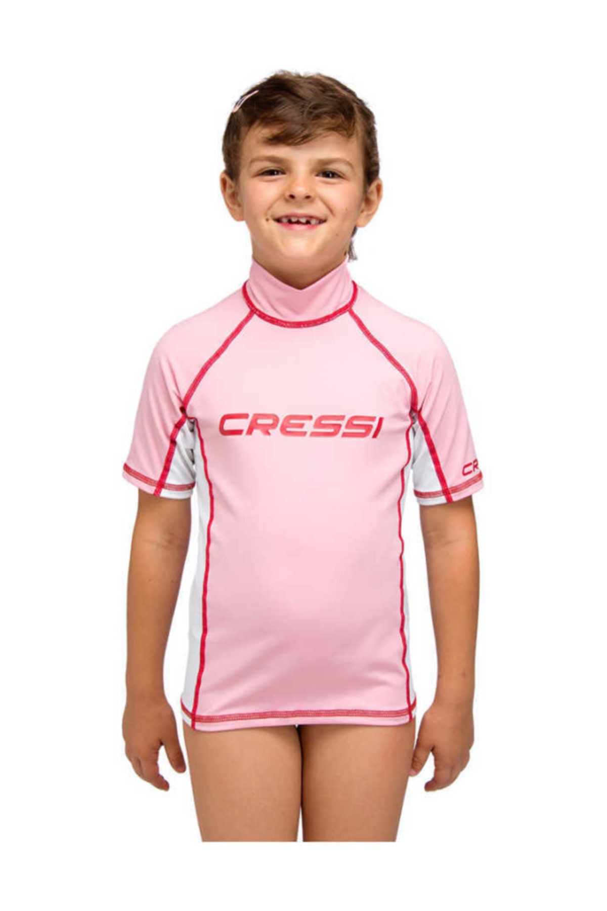 Cressi Rash Guard Junior Girl Kısa Kollu T-Shirt PINK-WHITE NO:4