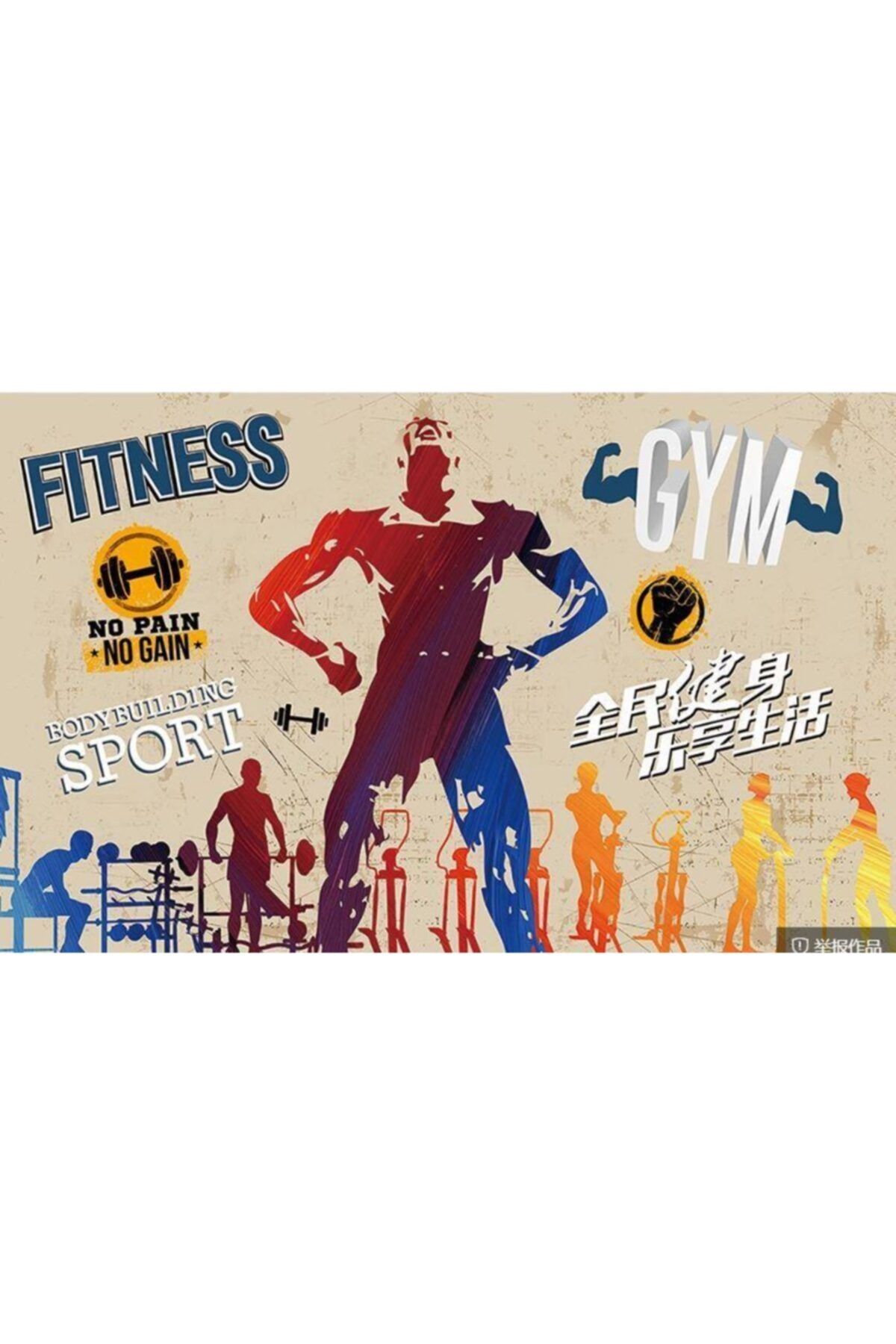 Renkli Duvarlar Spor Salonu Gym Renkli Fıtness Wallpaper Özel Tasarım Duvar Kağıdı 4.50x2.50