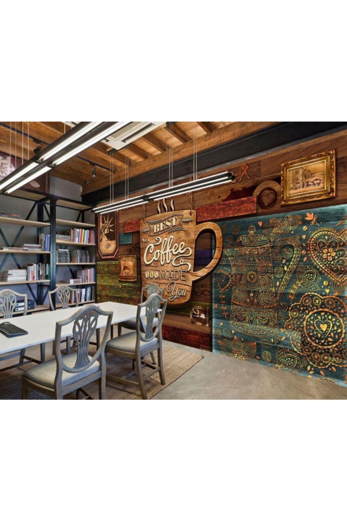 Renkli Duvarlar Cafe Graffiti Wallpaper Özel Tasarım Duvar Kağıdı 4.50x2.50