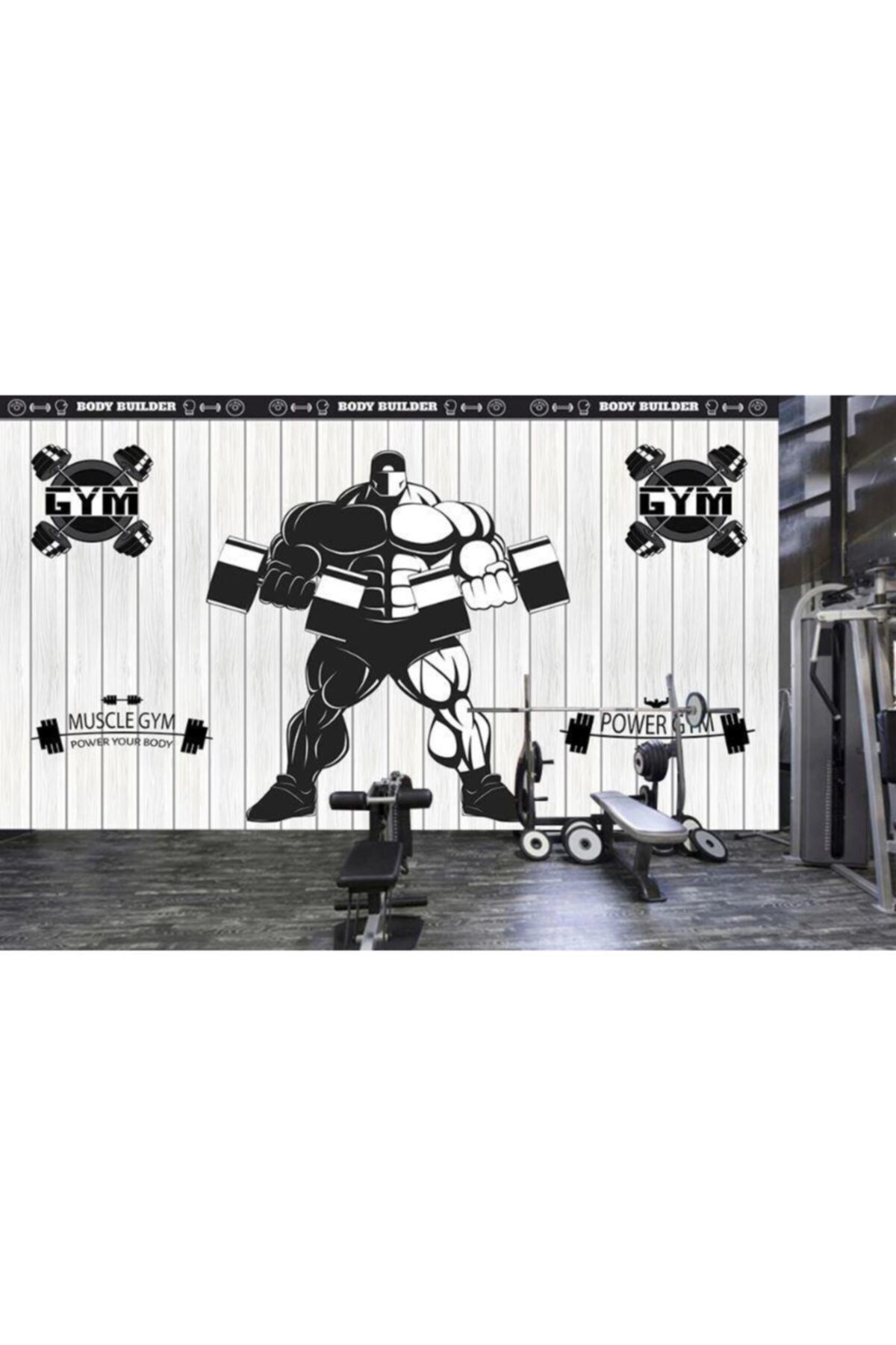 Renkli Duvarlar Gym Fıtness Spor Salonu Wallpaper Özel Tasarım Duvar Kağıdı 5.00x2.70
