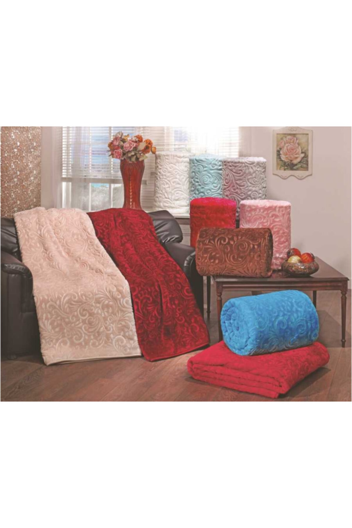 MİNK Sense Lüks Gold Vizon Battal Boy Battaniye 516 Bordo 220x240 &hem Battaniye & Hem Yatak Örtüsü&