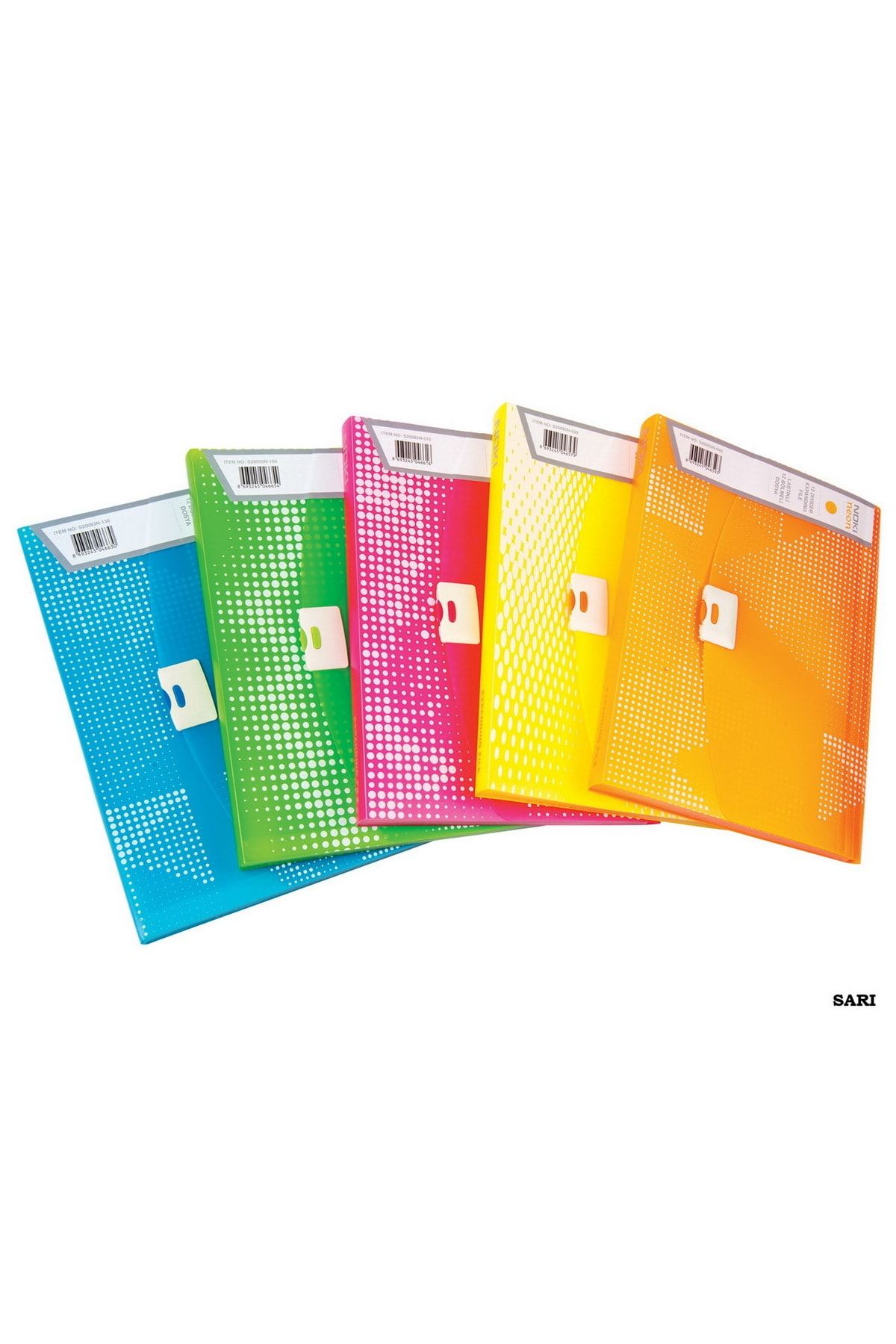 Noki Neon Lastikli 12 Bölmeli Körüklü Dosya Sarı (S20093N-030)