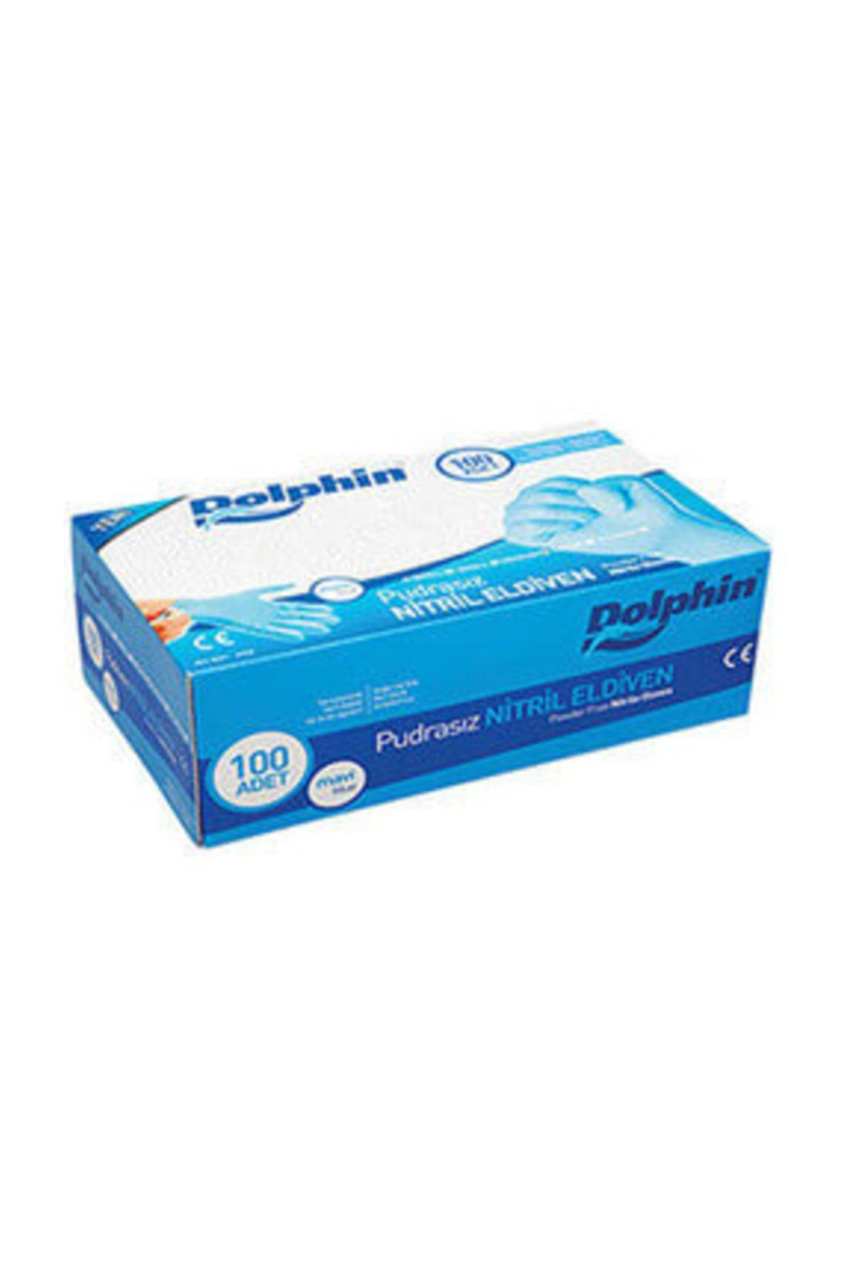 Dolphin Mavi Nitril Eldiven Pudrasız S 100'lü