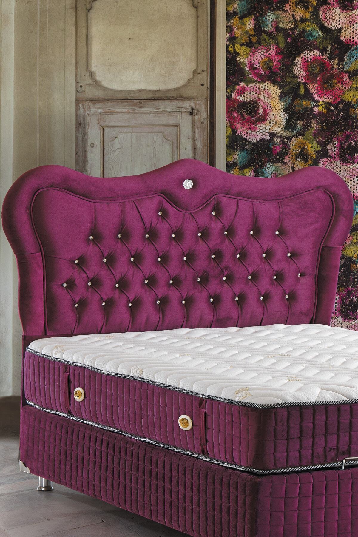 Belletto Tek Kişilik  FUŞYA 100x200 Valencia Baza ve Pırlanta Başlık
