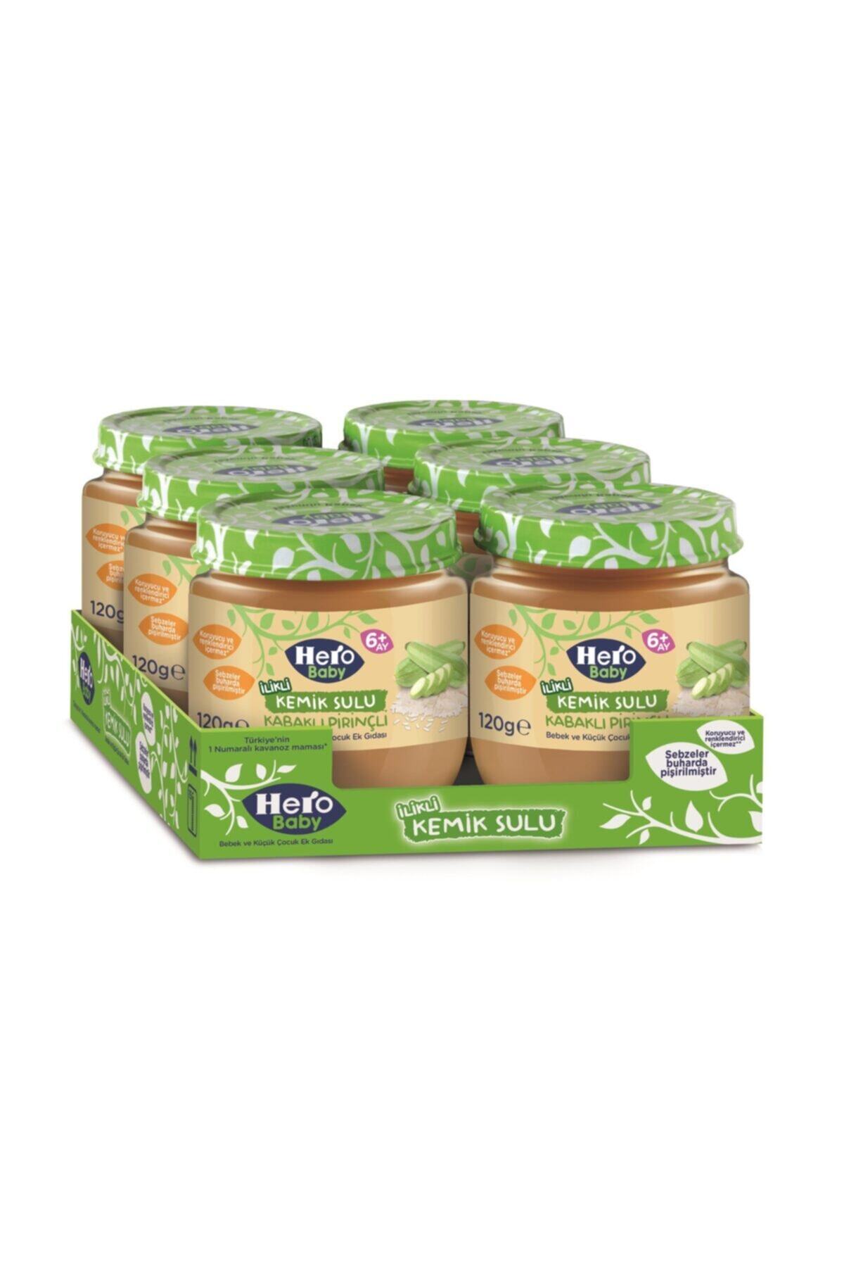 Hero Baby Kemik Sulu Kabaklı Pirinçli Kavanoz Mama 6 Adet 120 gr