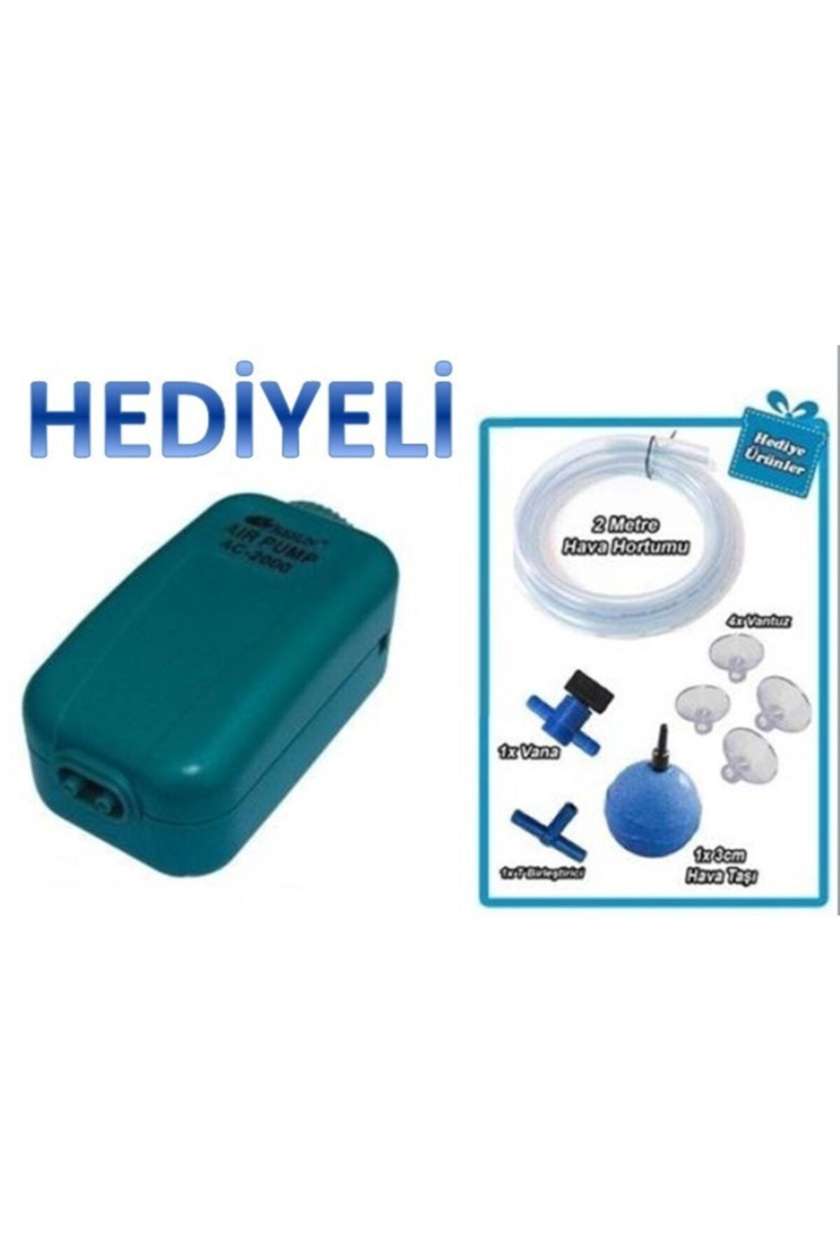 Resun Ac-2000 Çift Çıkışlı Akvaryum Hava Motoru (3 Watt) Hediyeli