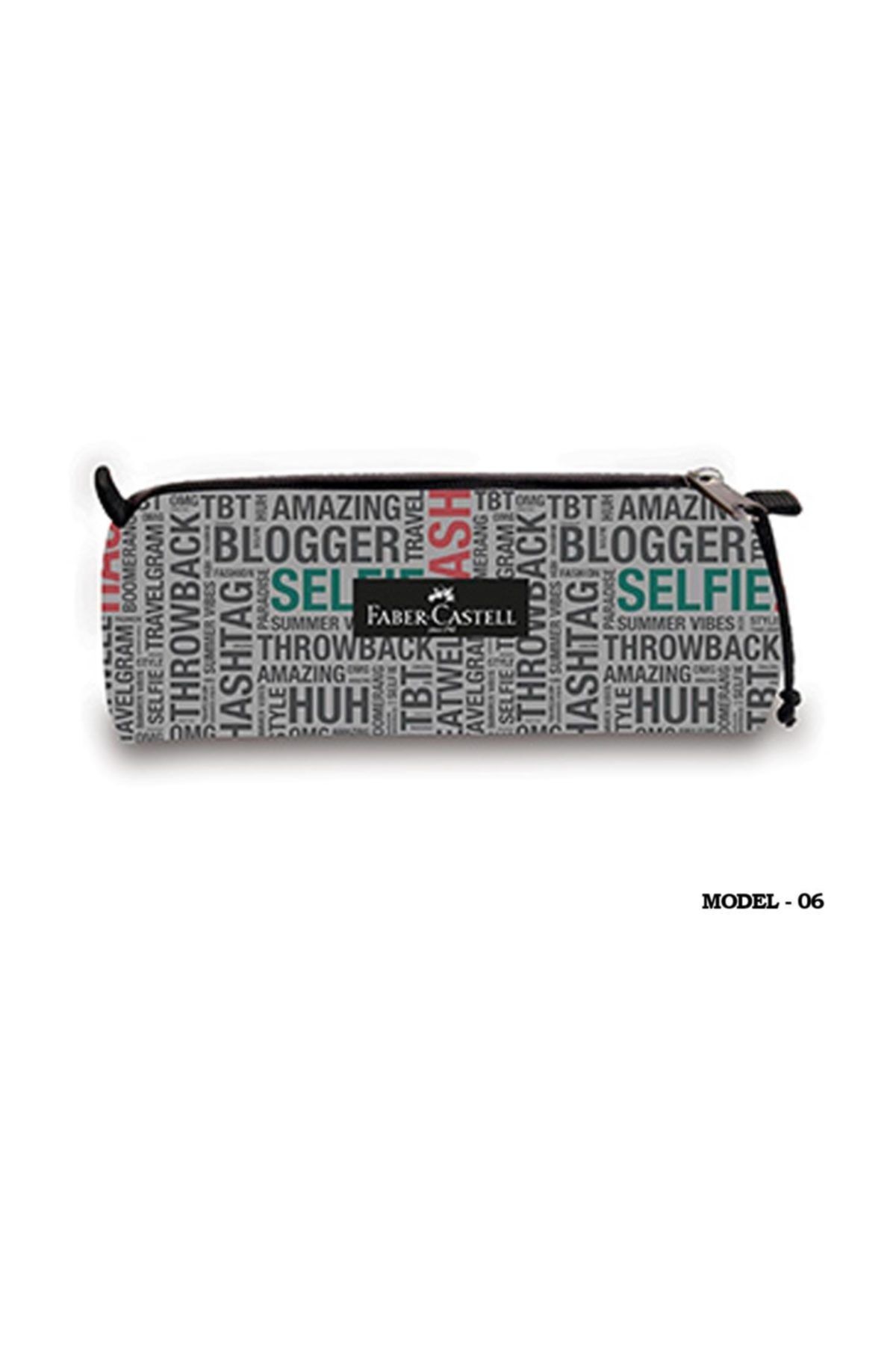 Faber Castell FABER BASIC 2017 KALEM ÇANTASI  ENERGETIC GREY ( GRİ ZEMİN ÜZERİ YAZI DESENLİ MODEL)