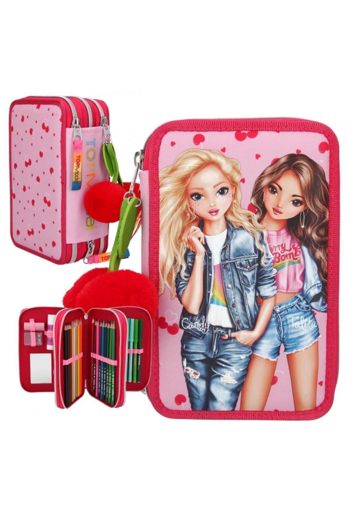 Top Model Filled Triple Pencil Case Cherry Bomb 3 Katlı Dolu Kalem Kutu
