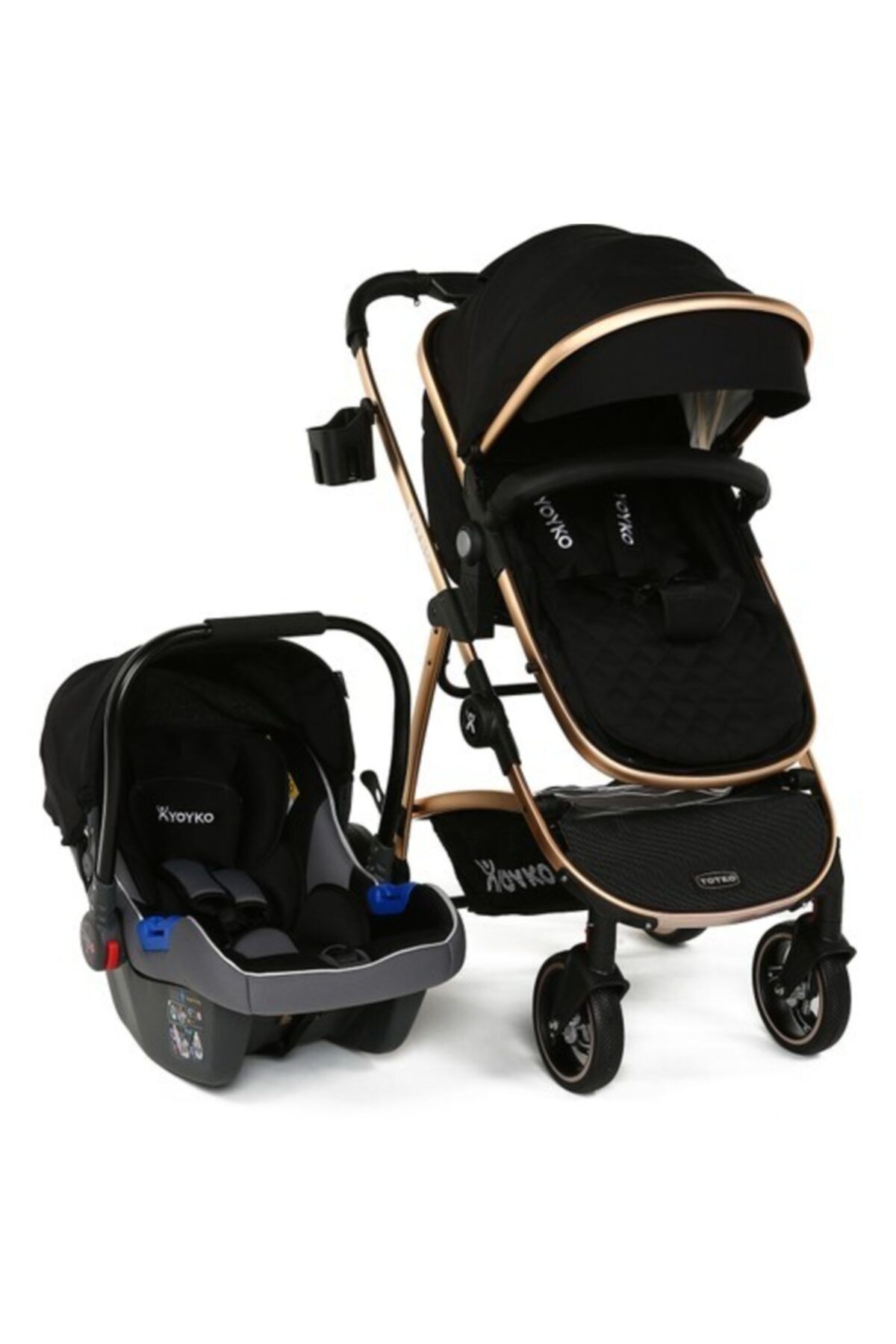 YOYKO City Seyahat Sistem Bebek Arabası 3 In 1 Siyah Rose