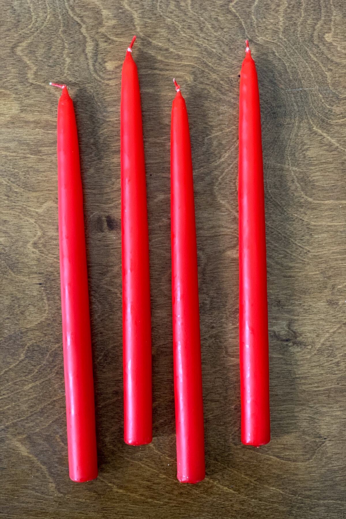 Gizemli Home 4'lü Set Kırmızı Şamdan Mumu