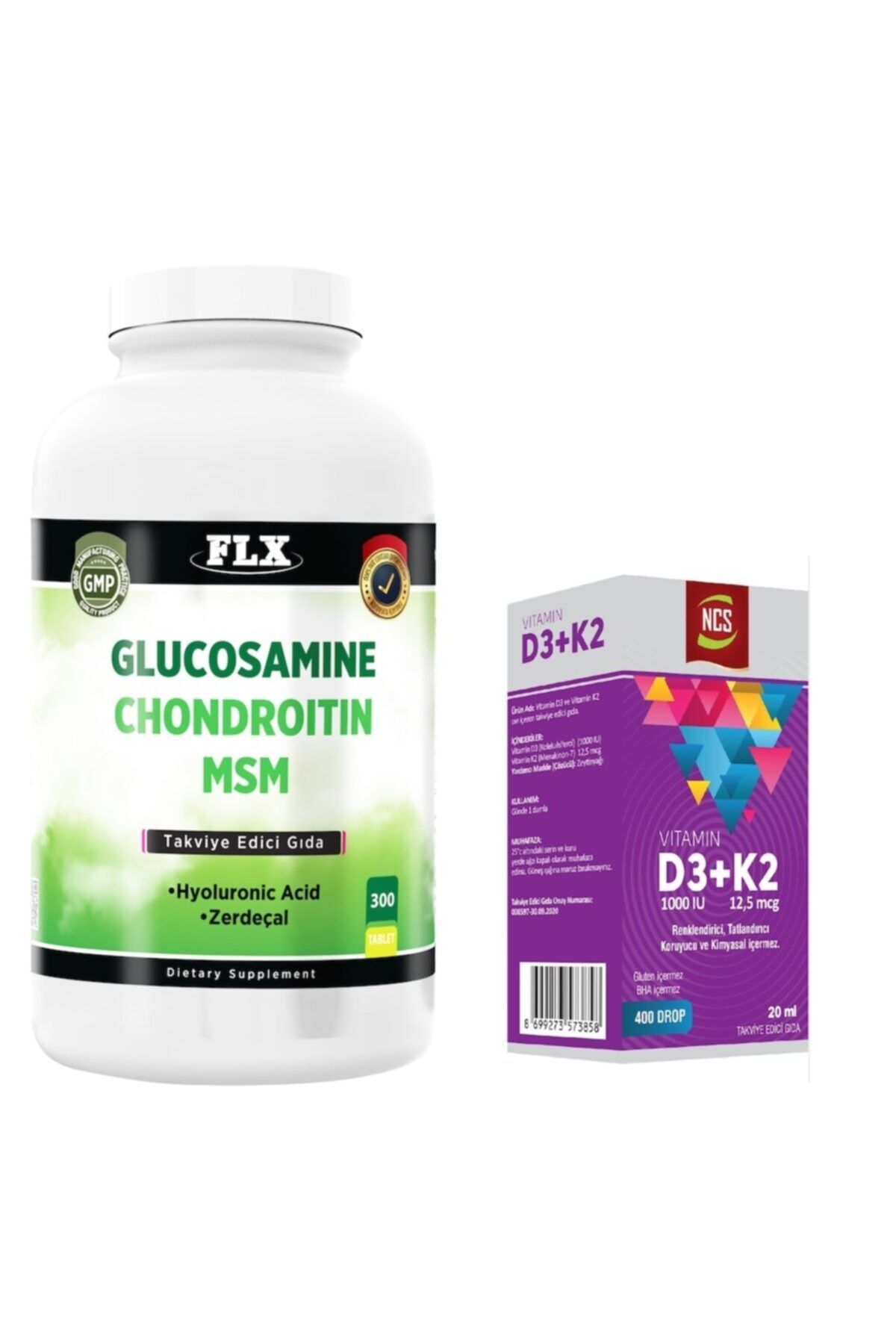 FLX Glucosamine Chondroitin Msm 300 Tab + Vitamin D3 Vitamin K2 20 Ml