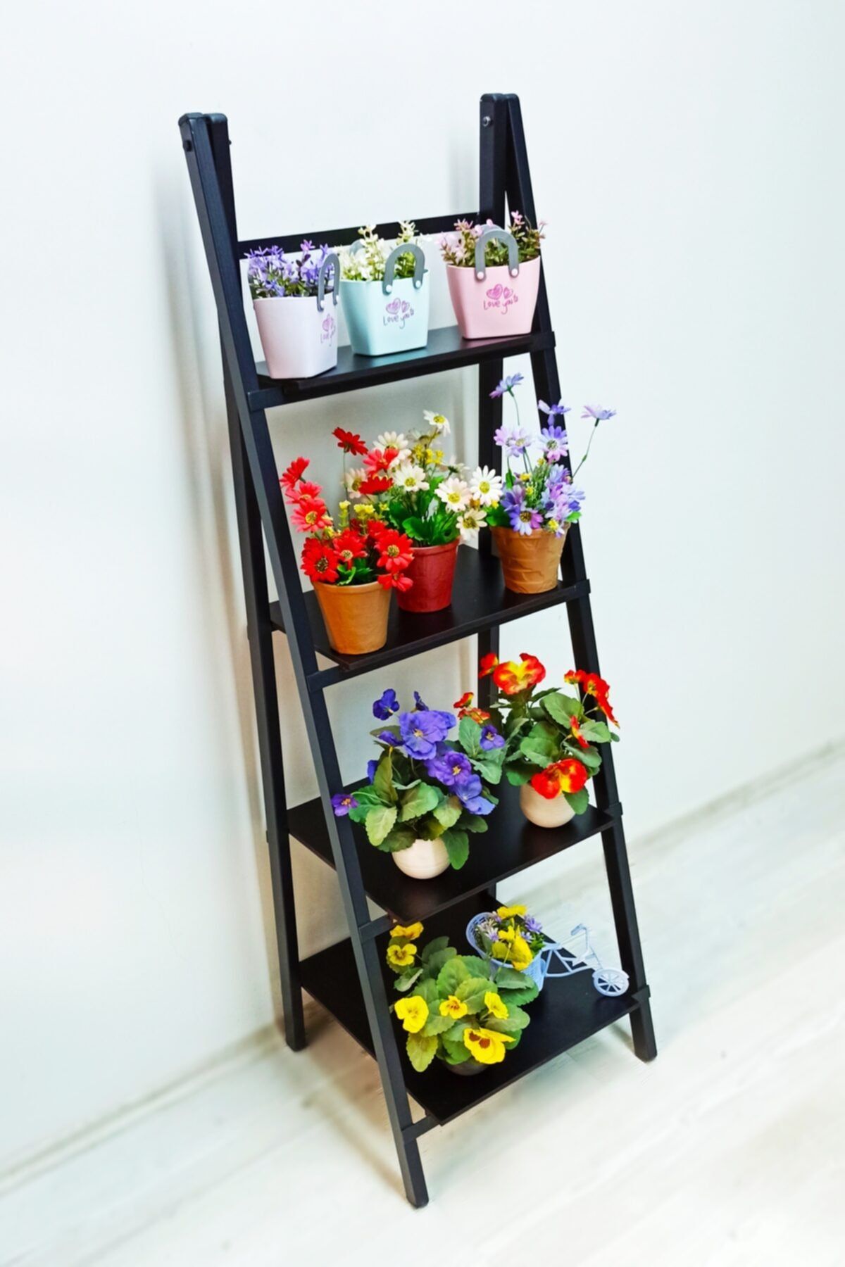 adımshops Metal Ayaklı, Mdf Raflı, Siyah Saksılık
