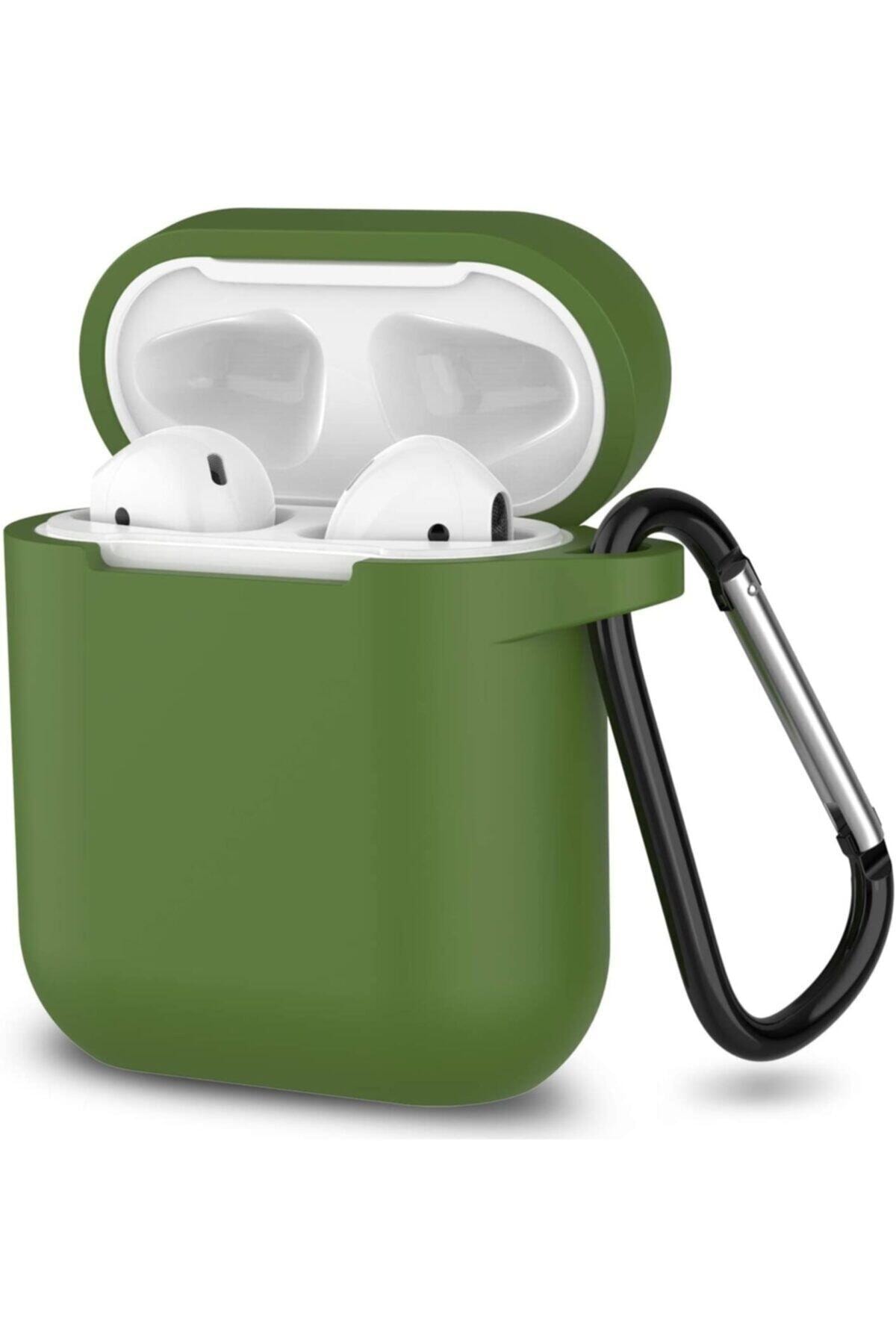 MY MÜRDÜM Airpods I12 Uyumlu Silikon Koruyucu Haki Kılıf