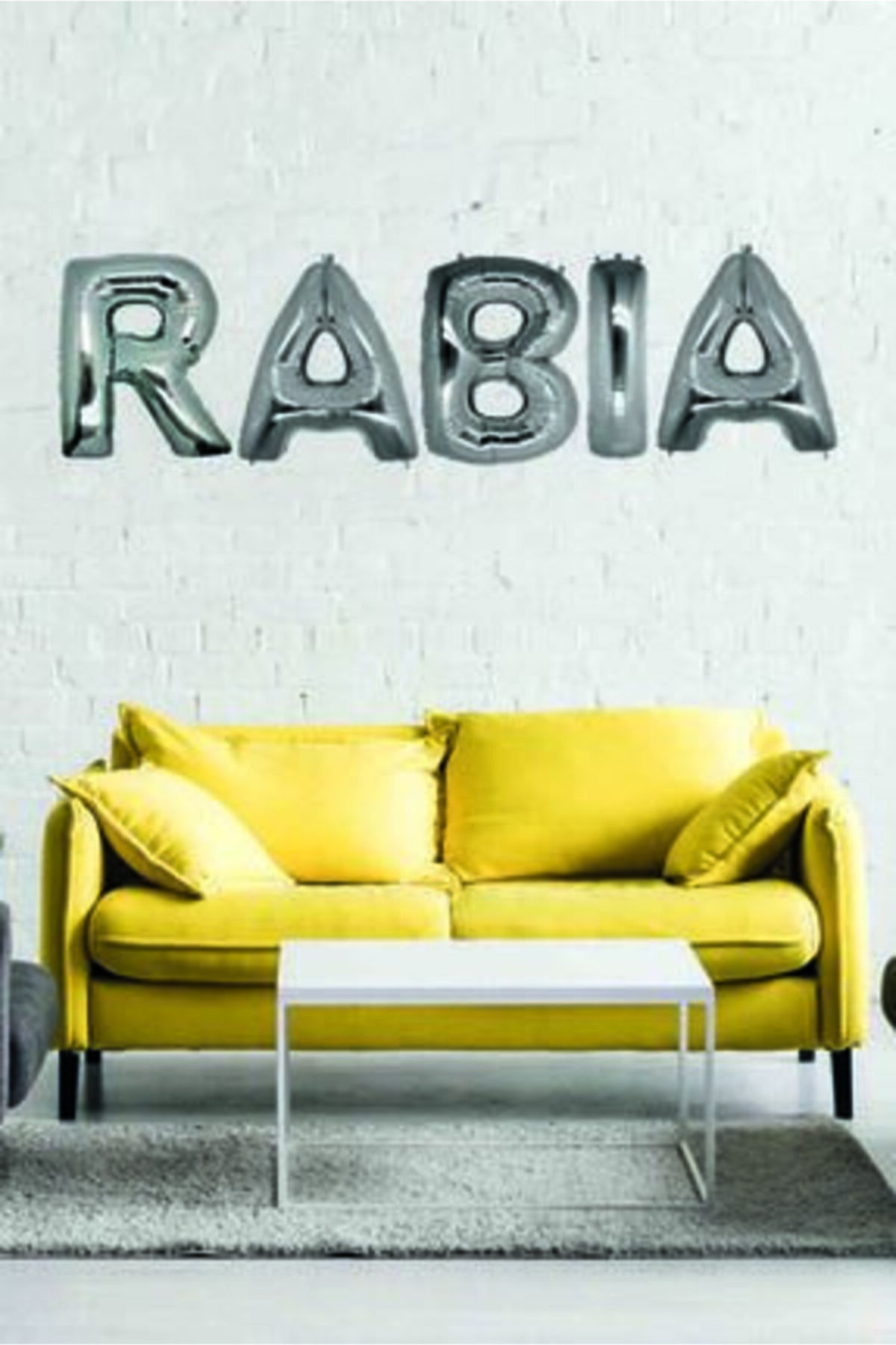 partisüs Doğum Günü Rabıa Gümüş Harf Folyo Balon Set
