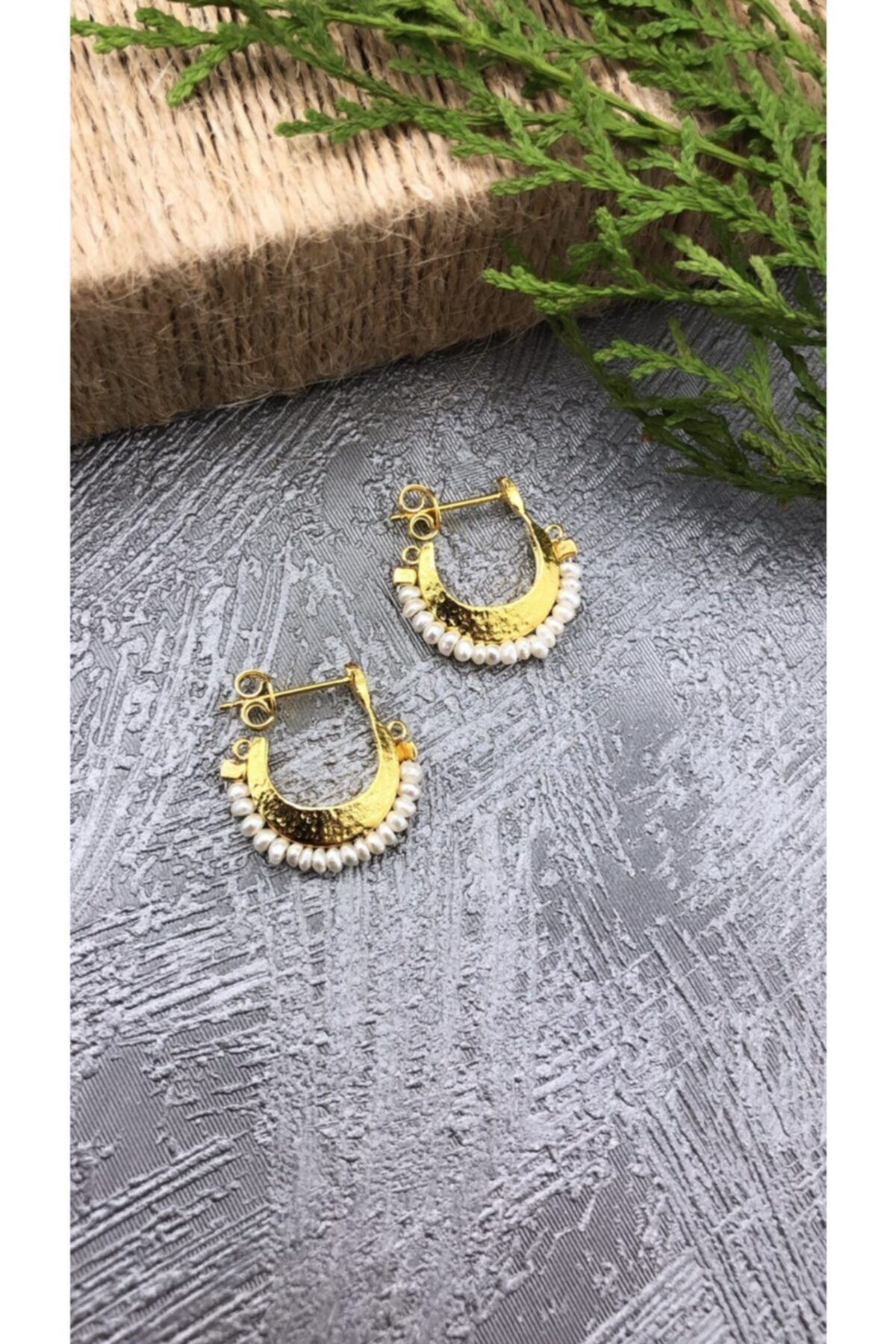 Joel Jewelry Inci Püskül Taşlı Altın Kaplamalı Çanta Model Gümüş Küpe
