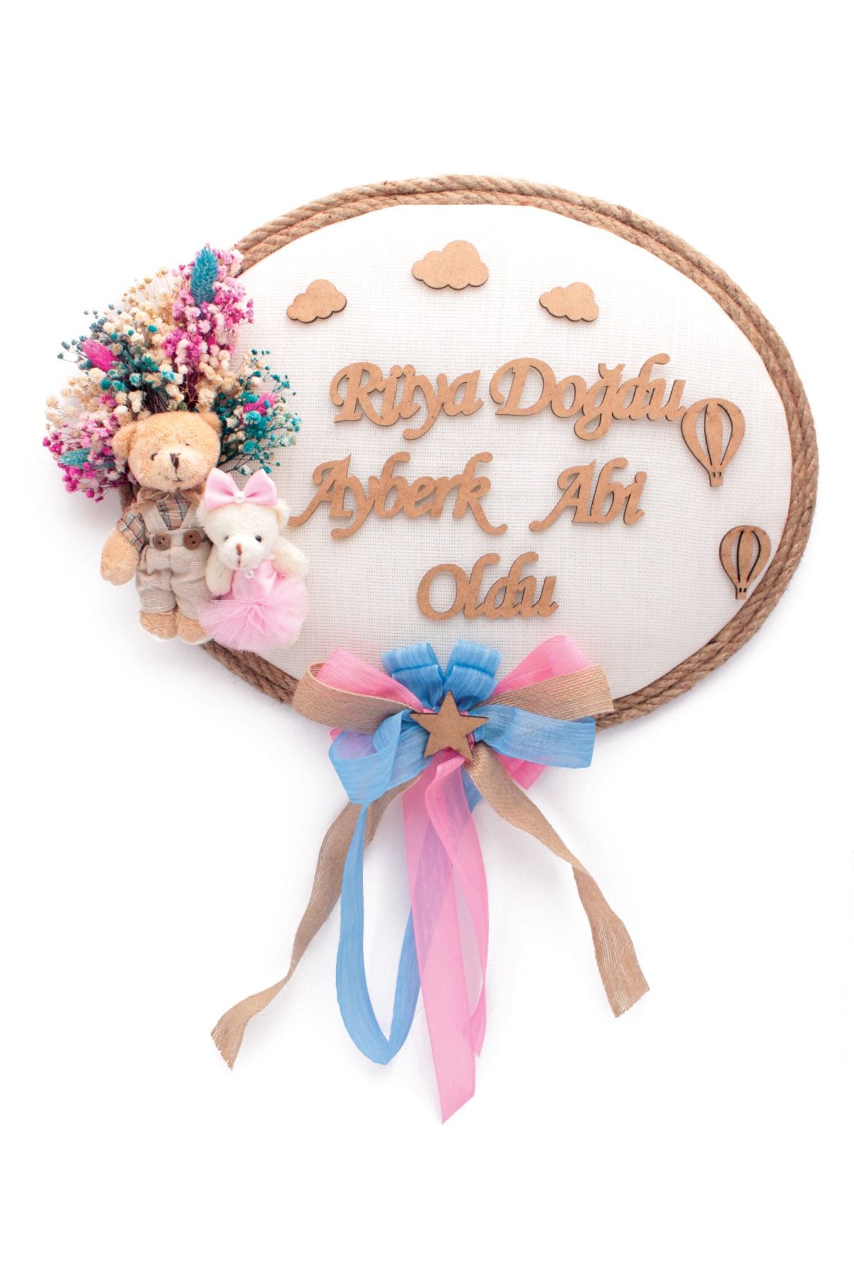 Lora Wedding Kuru Çiçekli Kardeş Kapı Süsü