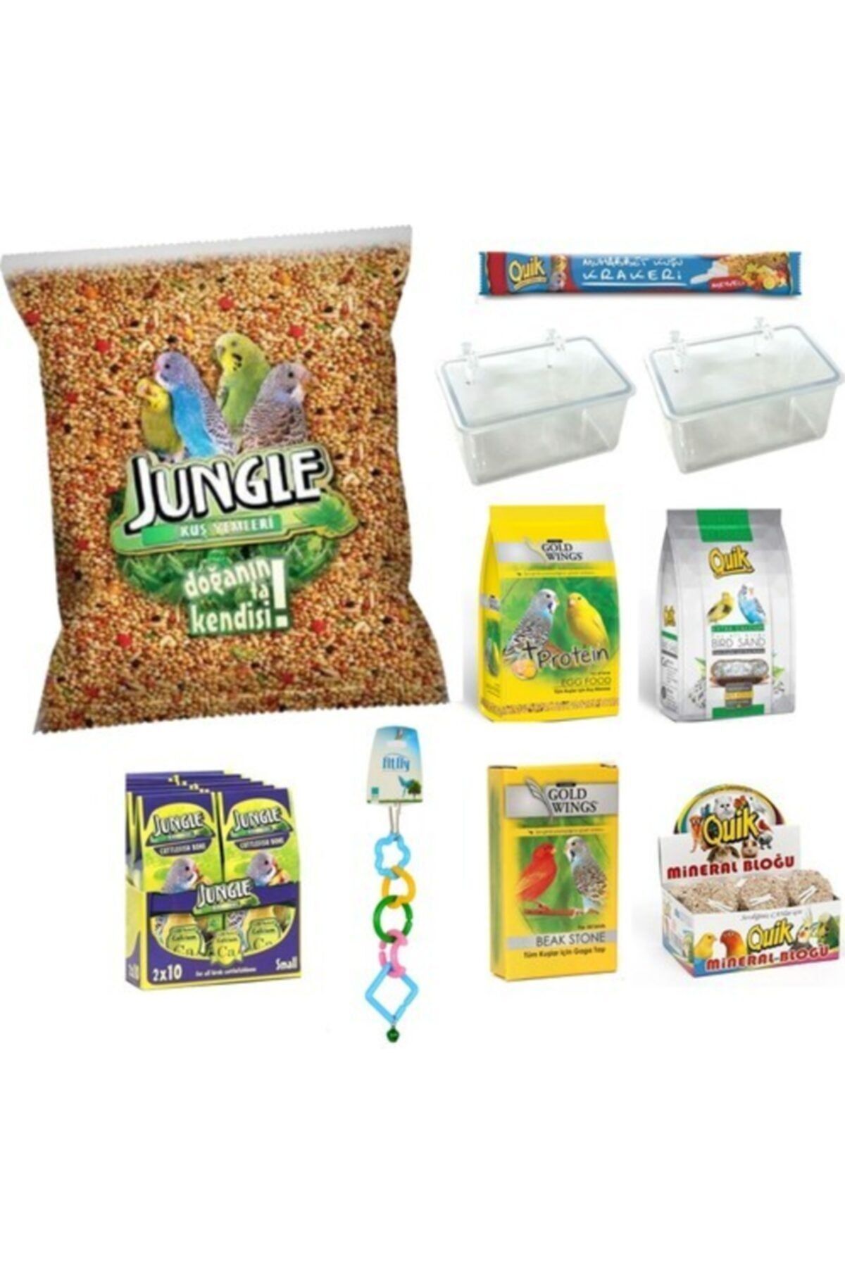 Jungle Muhabbet Kuşu Bakım Ve Besin Seti 10 Parça