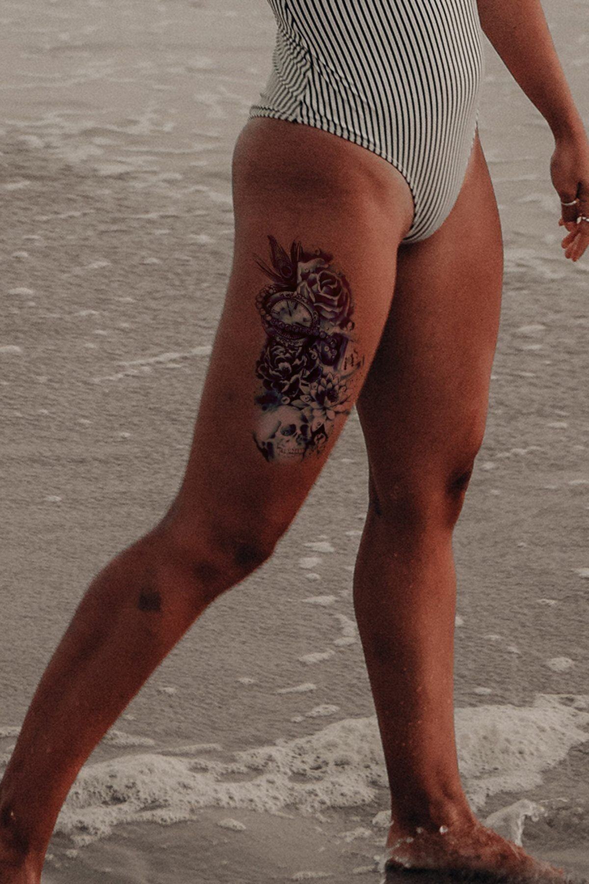TAKIŞTIR Geçici Gül Ve Saat Dövme Tattoo