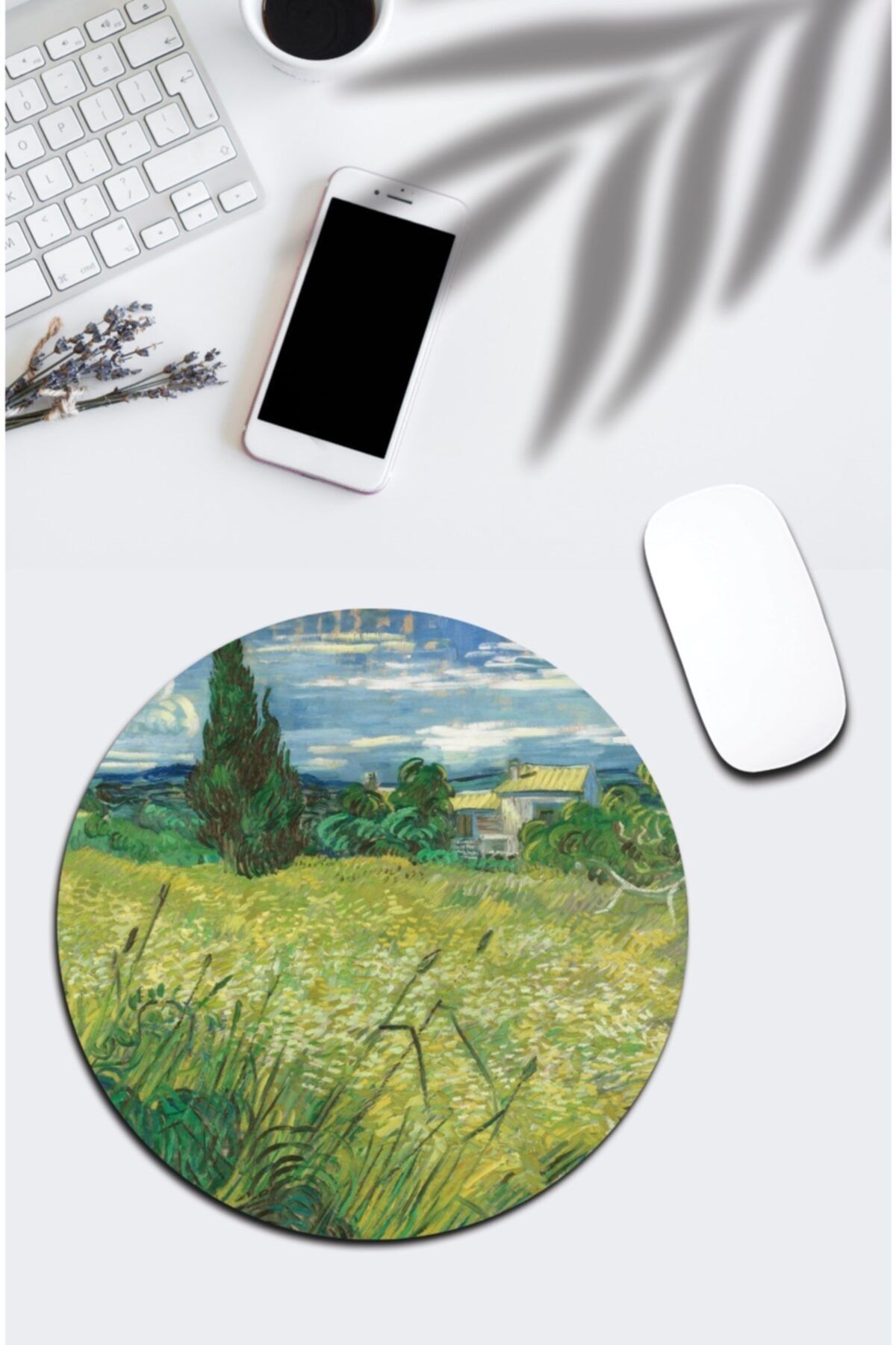 pixolog Vincent Van Gogh Green Field Yuvarlak Mouse Pad 449