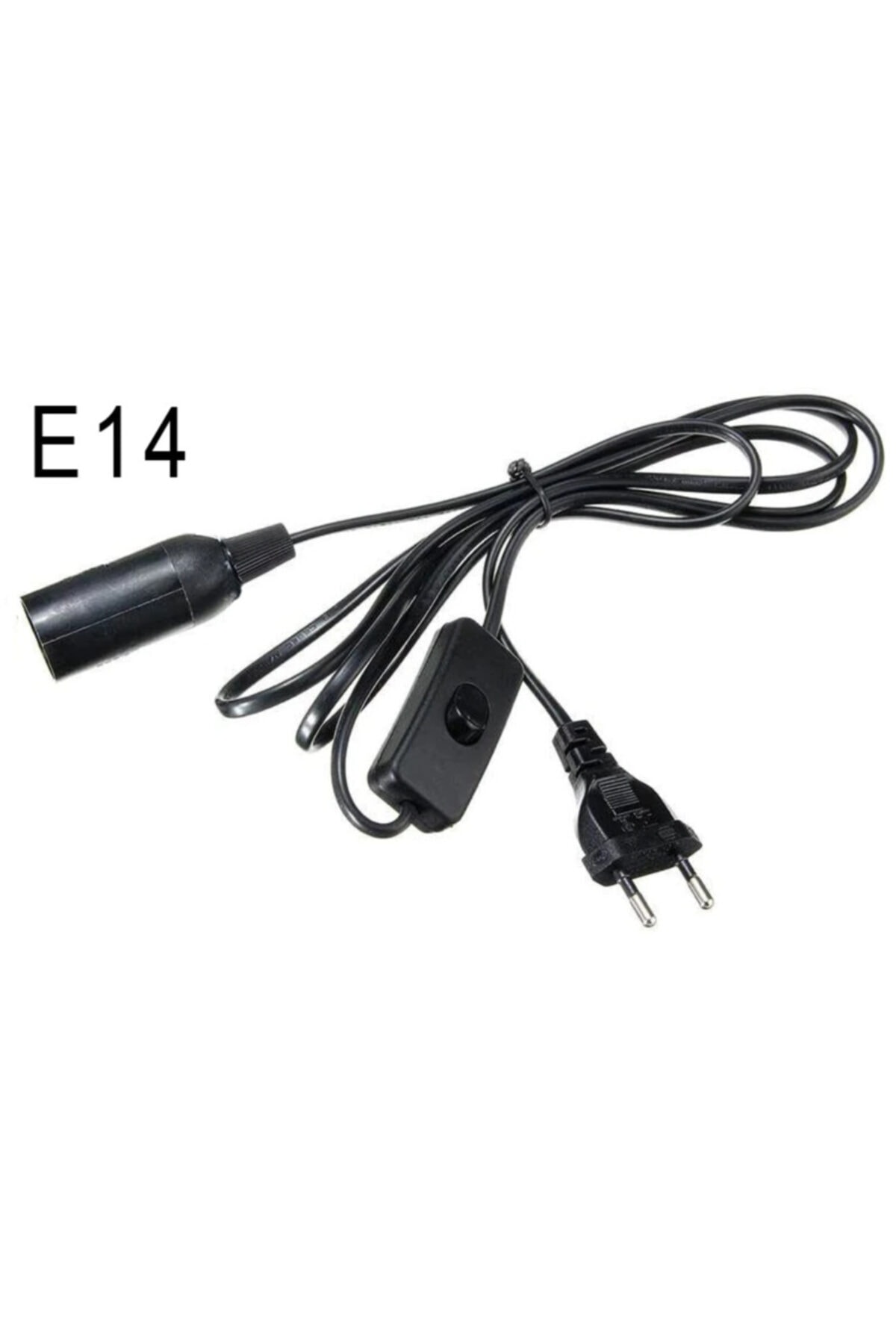 Enseri E14 Ampul Uclu 1.8m Uzunluğunda Aç Kapa Anahtarlı Siyah