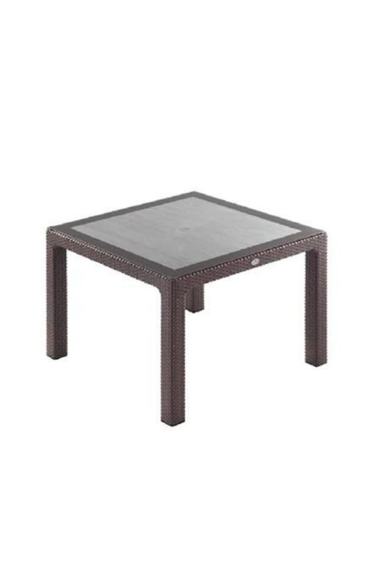 Violet Rattan Kahve 90x90 Camlı Masa Bahçe Balkon Masası