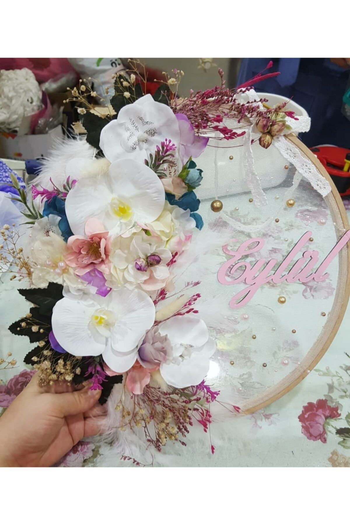 pink fiyonk Bebek Kapı Süsü