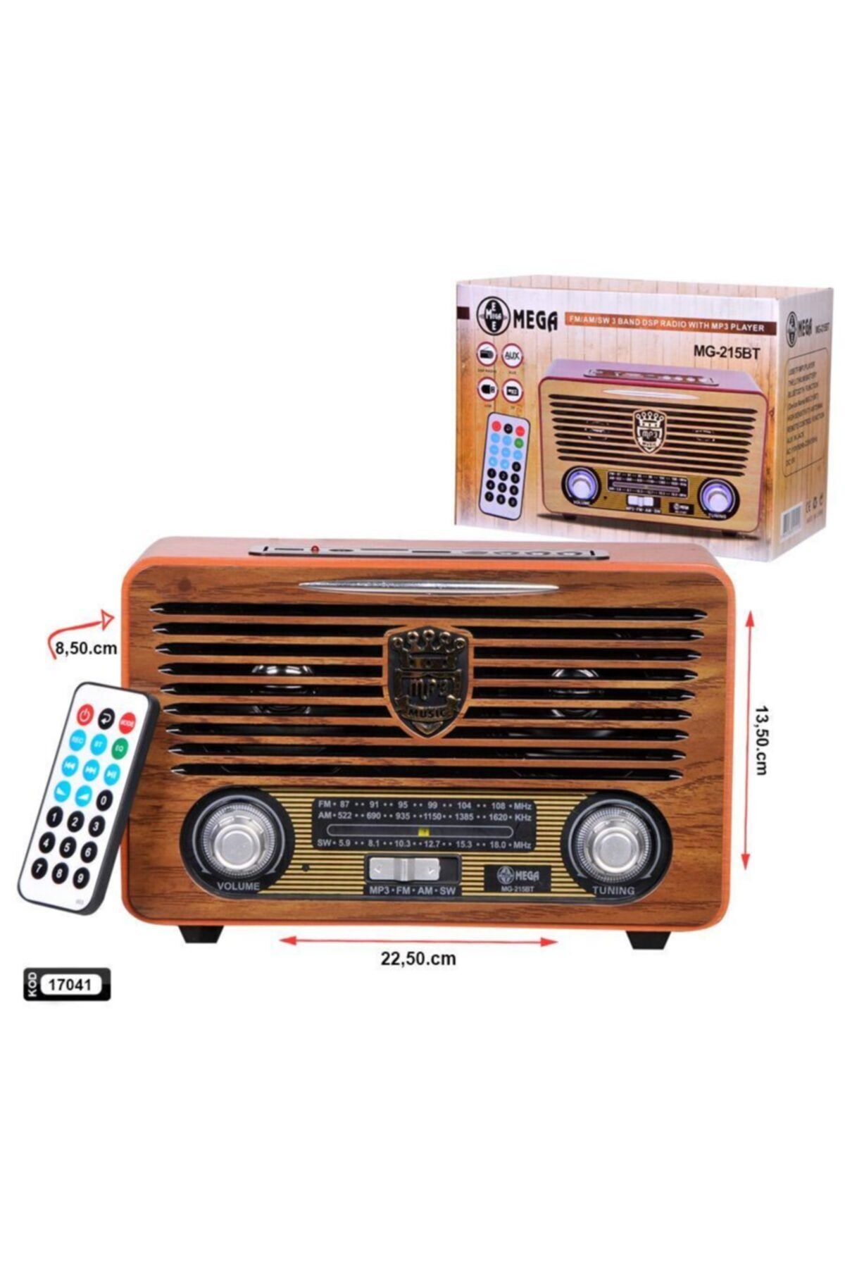 MEGA Radyo Nostalji Şarjlı Bluetooth Fm/usb/sd Mg-215bt