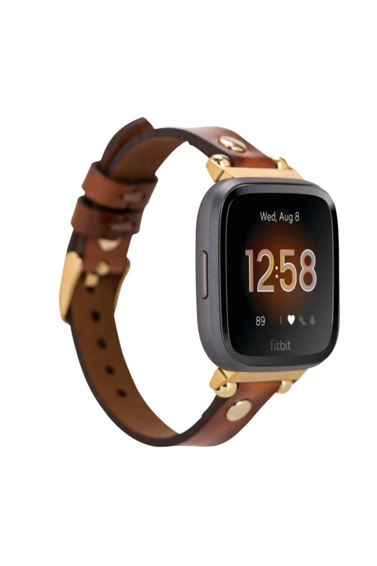 Bouletta Fitbit Versa2-3 Deri Kordon Ferro Gold Troklu Rst2ef Taba
