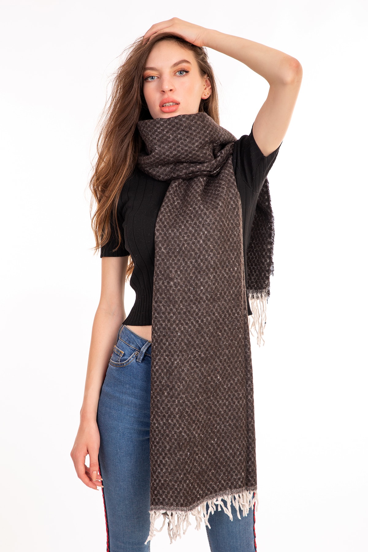 LadyColor Kadın Kahverengi Düz Atkı