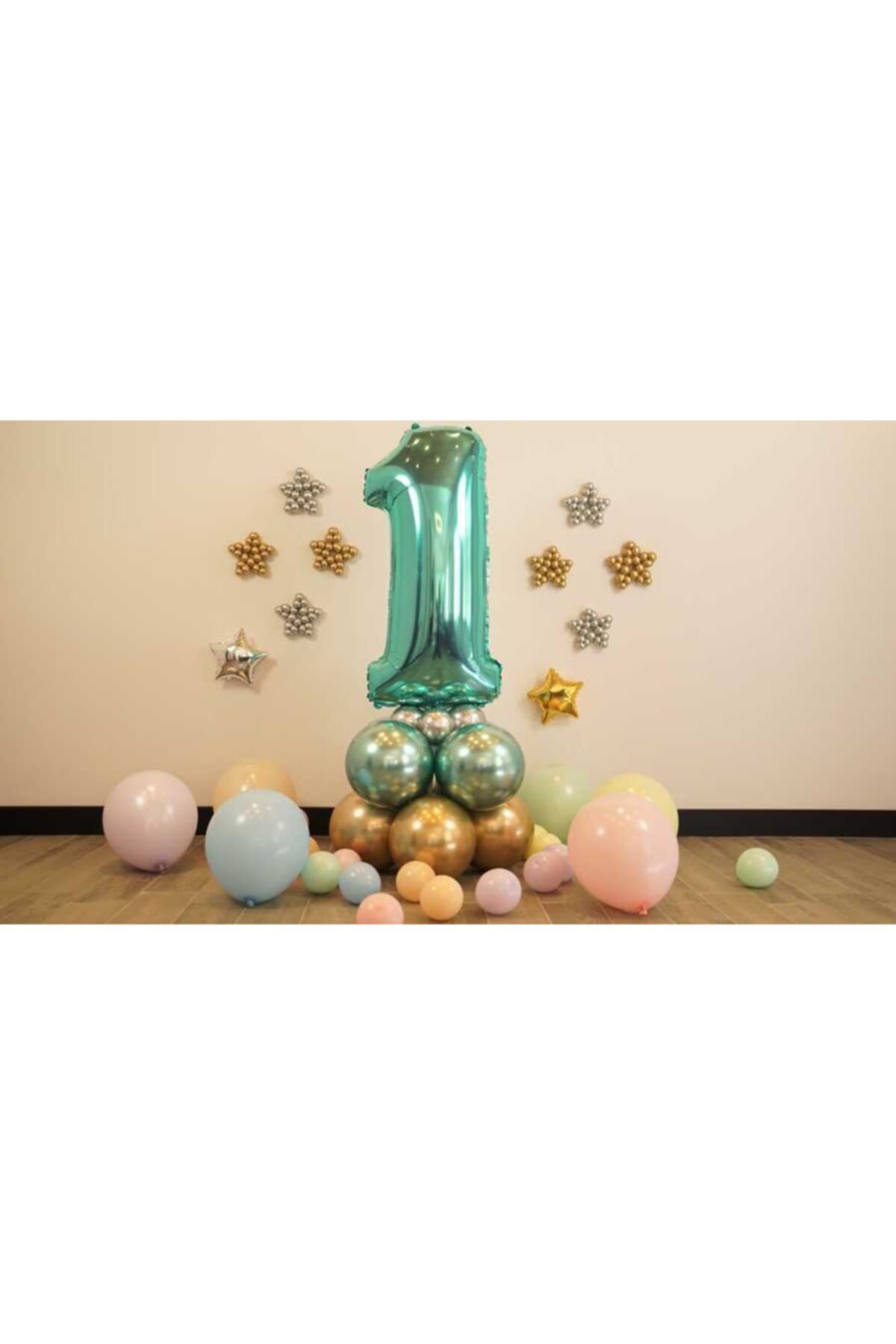 Le Mabelle Mint 1 Rakamı Ayaklı Balon Set