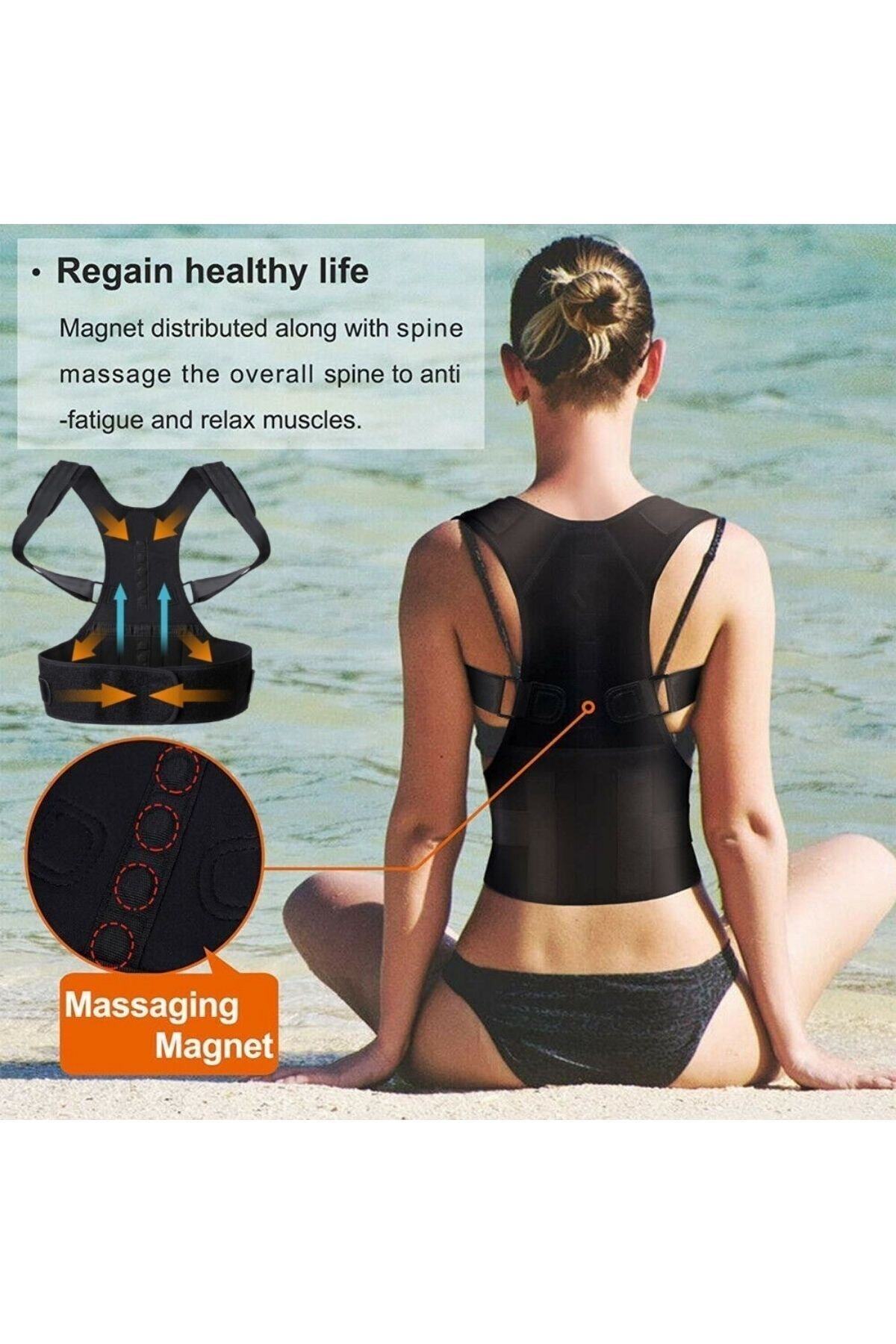ipekbazaar Fitness Bayan Erkek Vücut Şekillendirici Korse Manyetik Sırt Dik Duruş Korsesi
