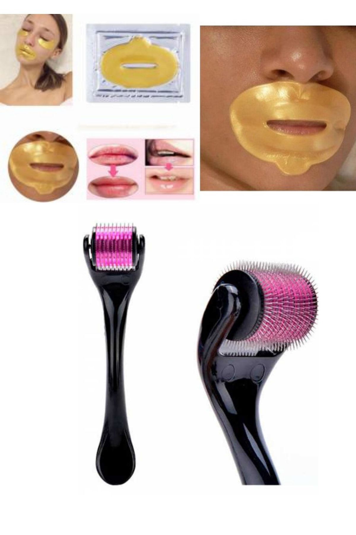 yayke 2 li set dermaroller 0 5 mm sac cikarma taragi dudak altin maske kolajen gold collagen fiyati yorumlari trendyol