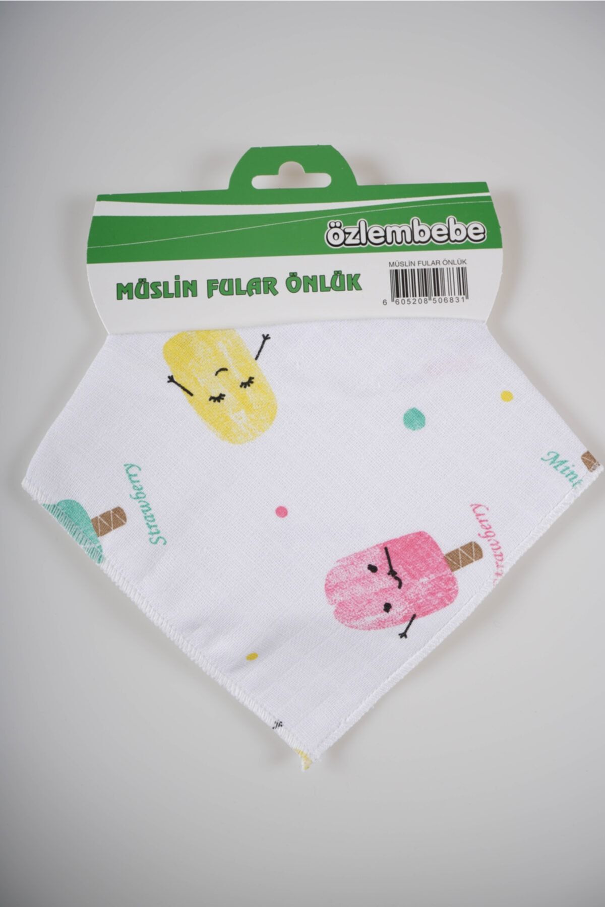 MİNİKO KİDS Bebek Deesenli Penye Pamuk Çıtçıtlı Muslin Fular Önlük