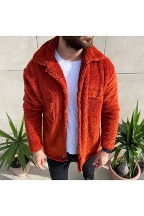 Peluş Ceket Unisex Normal Kalıp Düğmeli Ceket Image 0