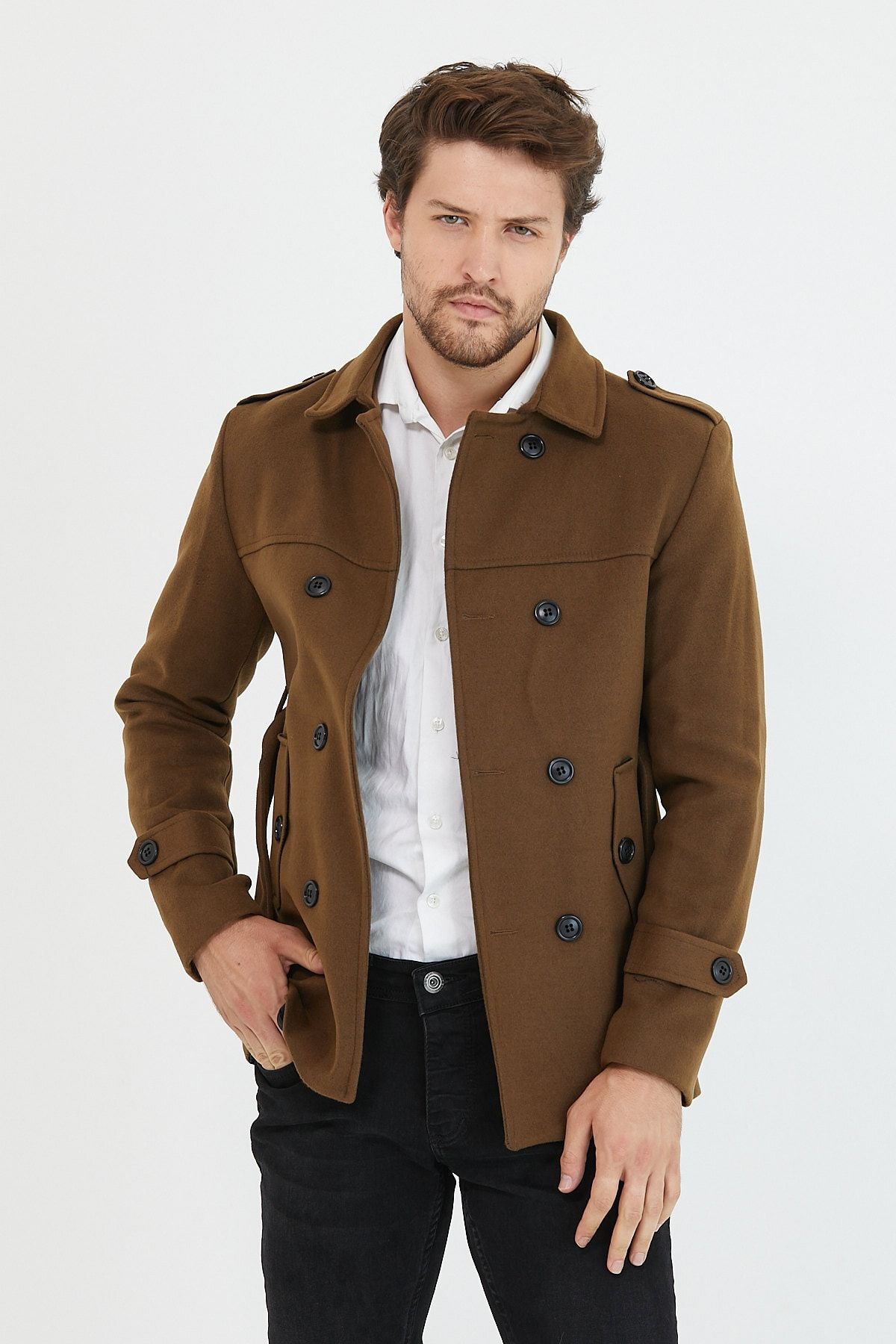 Mens tan outlet pea coat