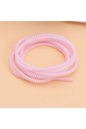 Şarj Aleti Kablosu Kablo Kordon Koruyucu Spiral Sarma Kılıf Koruma Açık Pembe Image 0