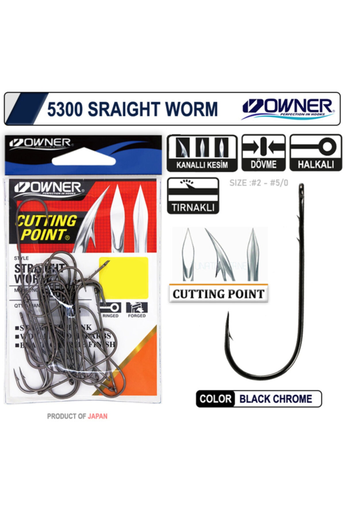 Owner 5300 Straight Shank Black Chrome Iğne