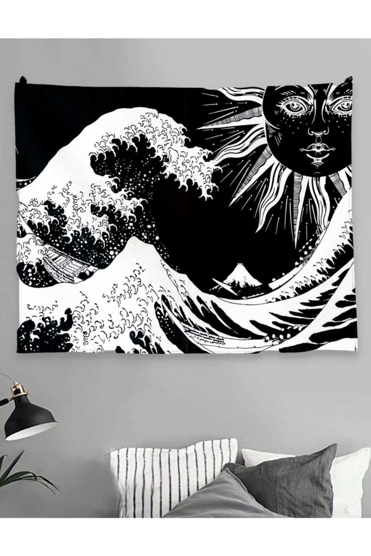 EFBUTİK Siyah Dalga Güneş Duvar Halısı 70x90 cm