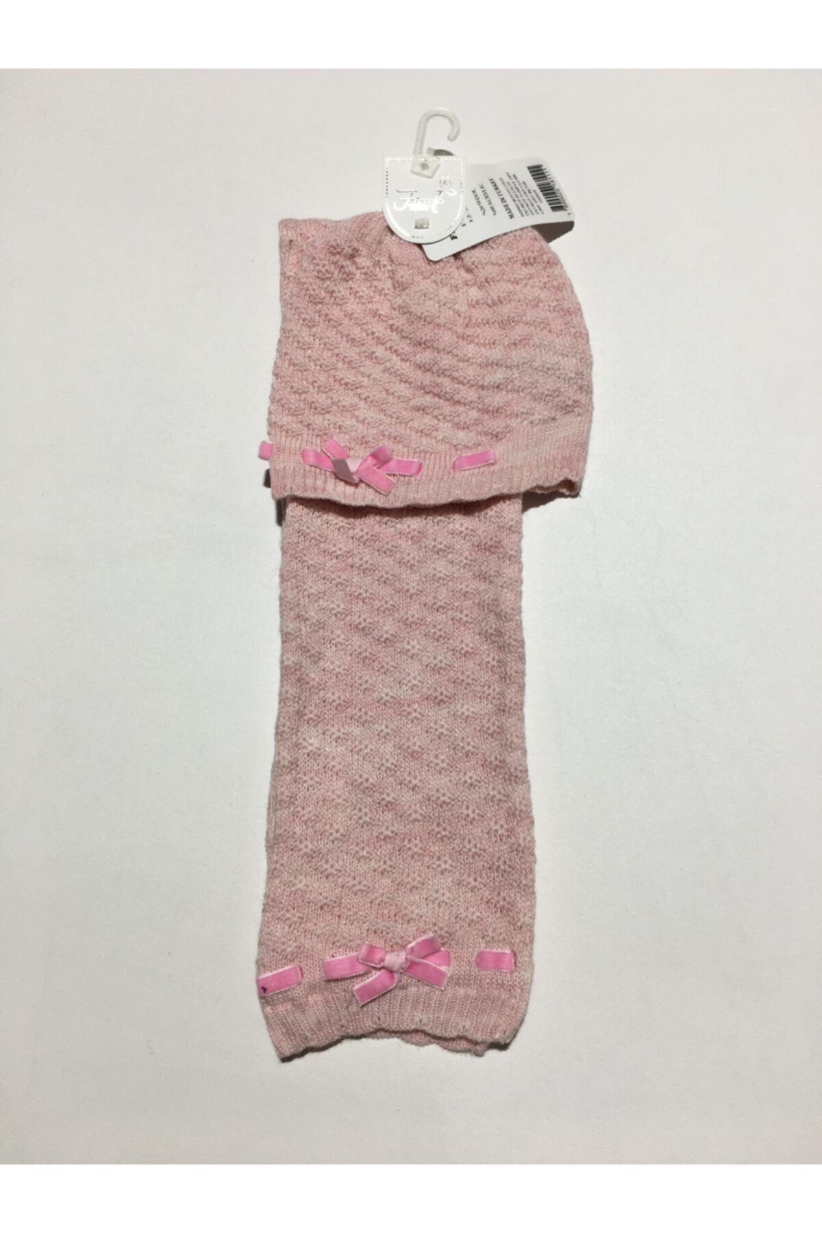 FIORELLA Kız Çocuk Pembe Kurdeleli Atkı Bere Takım