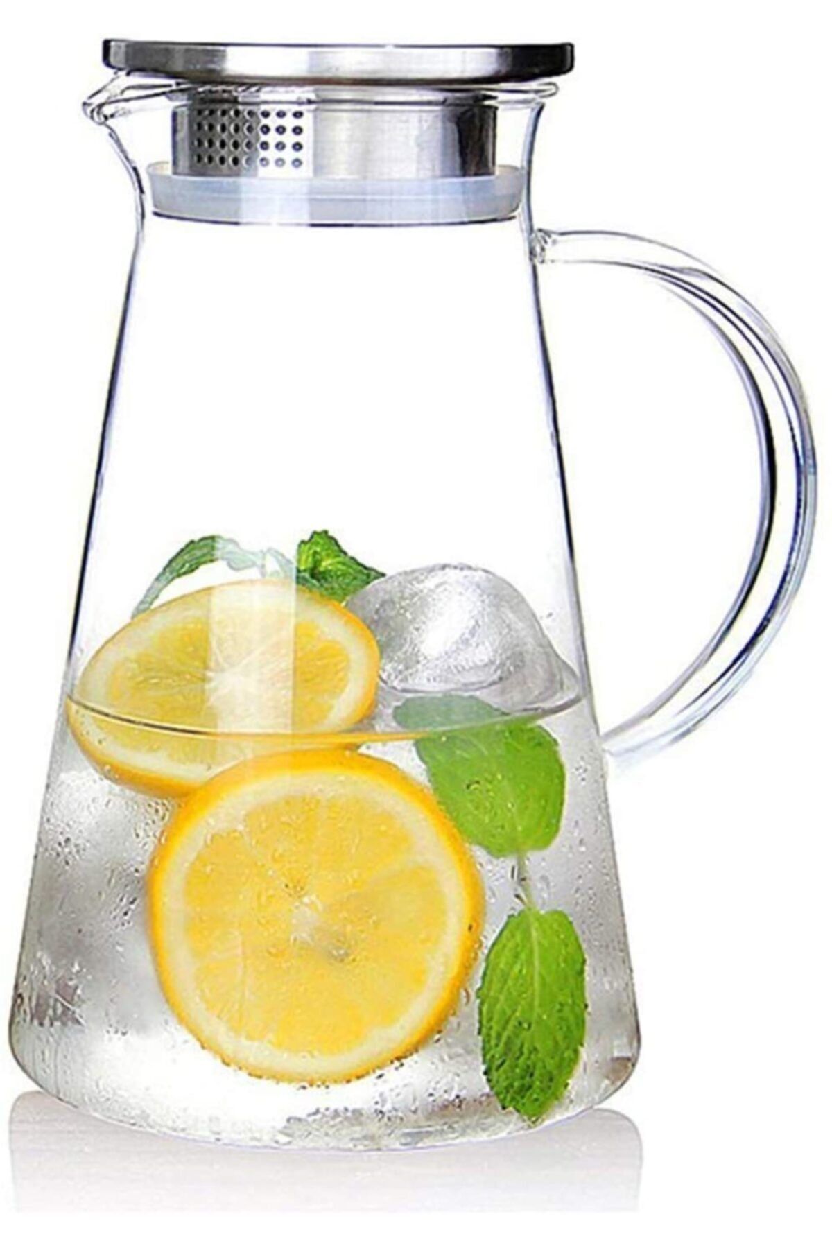 Vadi Gusto Metal Kapaklı Cam Sürahi 1300 Ml Borosilikat Isıya Dayanıklı Modern Şık