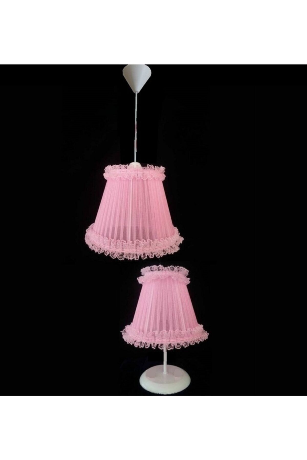ONAY AVİZE Pembe Nehir 2'li Set 2 Yatak Odası Çocuk Odası Ve Genç Odası Avize Ve Abajur Seti Aydınlatma