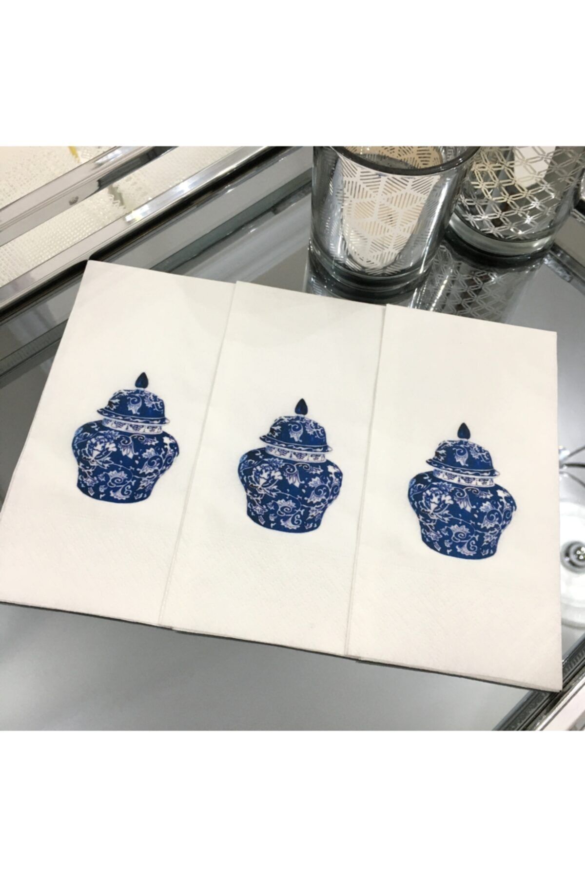 busrasdesign (VAZO) Bleu Blanc Sunum Peçetesi 20li