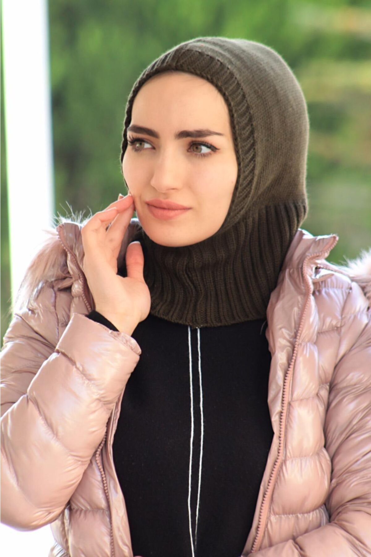 tessetür Bone diyarı Triko Prartik Boyunluklu Bone Haki