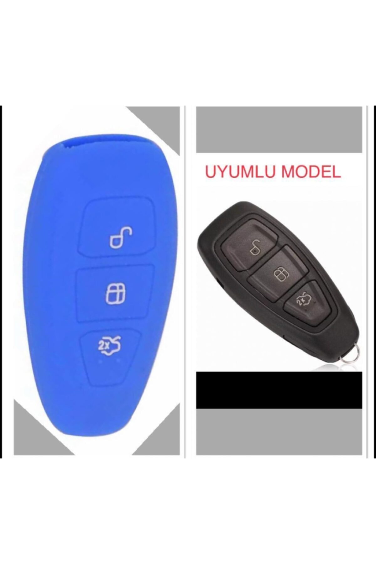 Ford Fiesta Kuga Focus C-max Silikon Anahtar Kılıf (sustasız) Mavi Renk