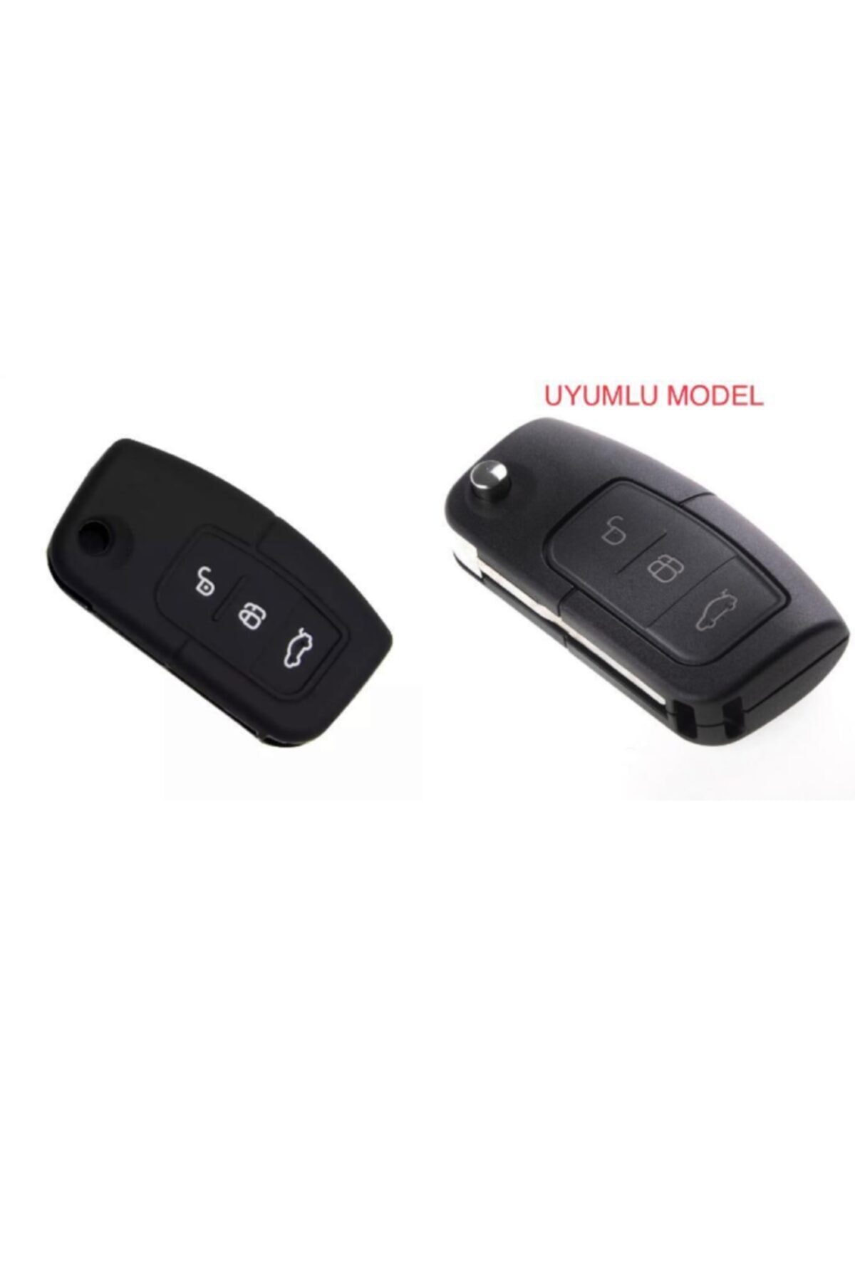 Ford Fiesta Focus B-max Kuga Silikon Anahtar Koruma Kılıfı Siyah Renk